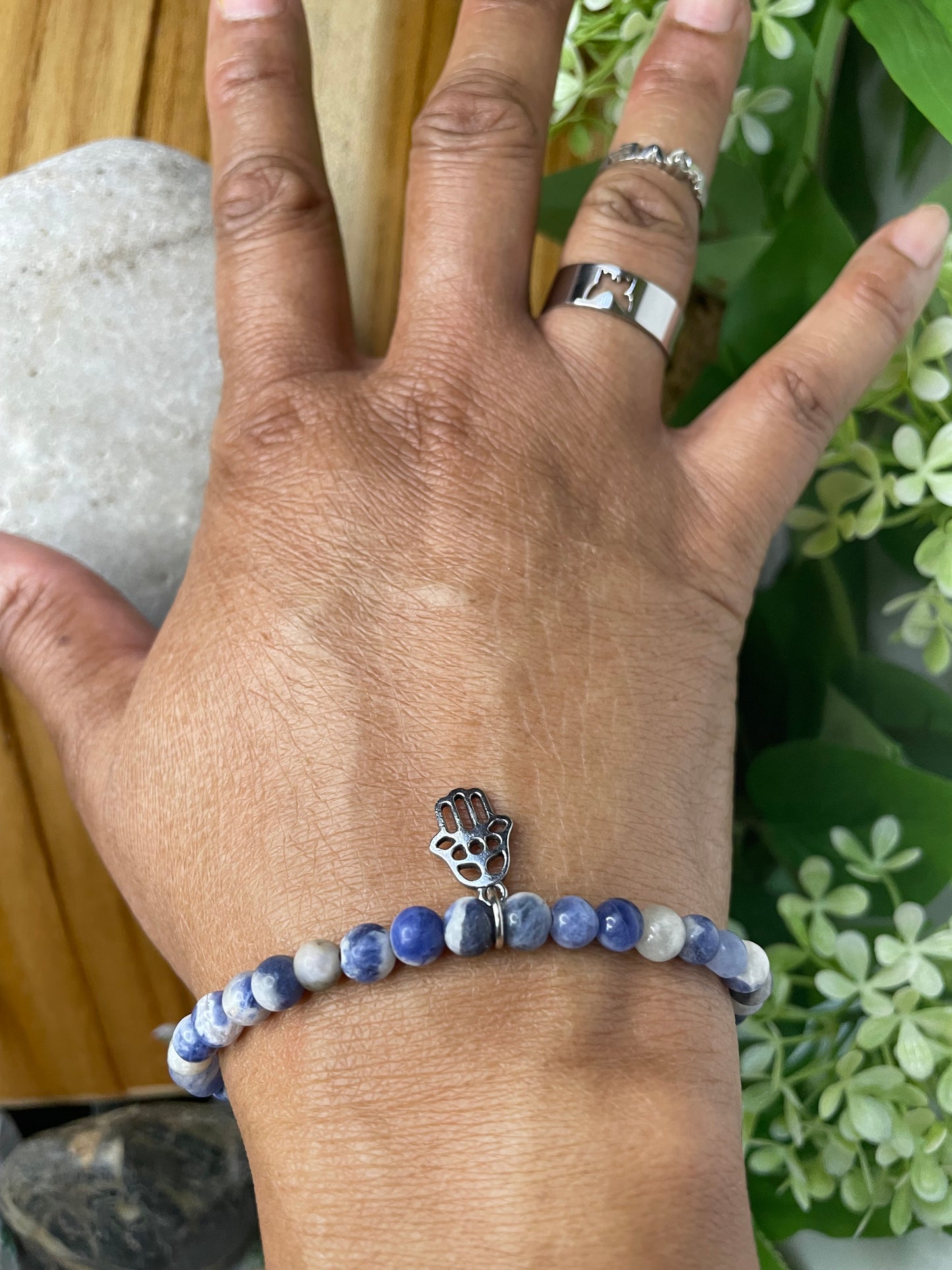 Sodalite w/Hamsa, Healing Bracelet.