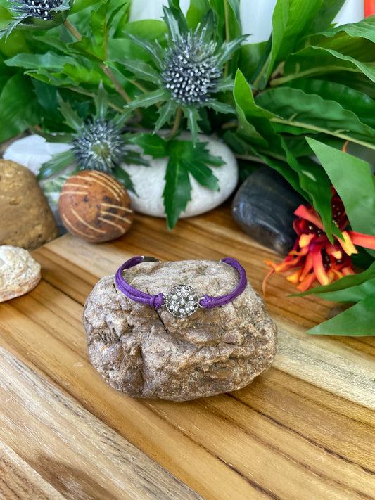 Pendant, Silver w/Purple  Hemp Inspirational Quoted Bracelet.