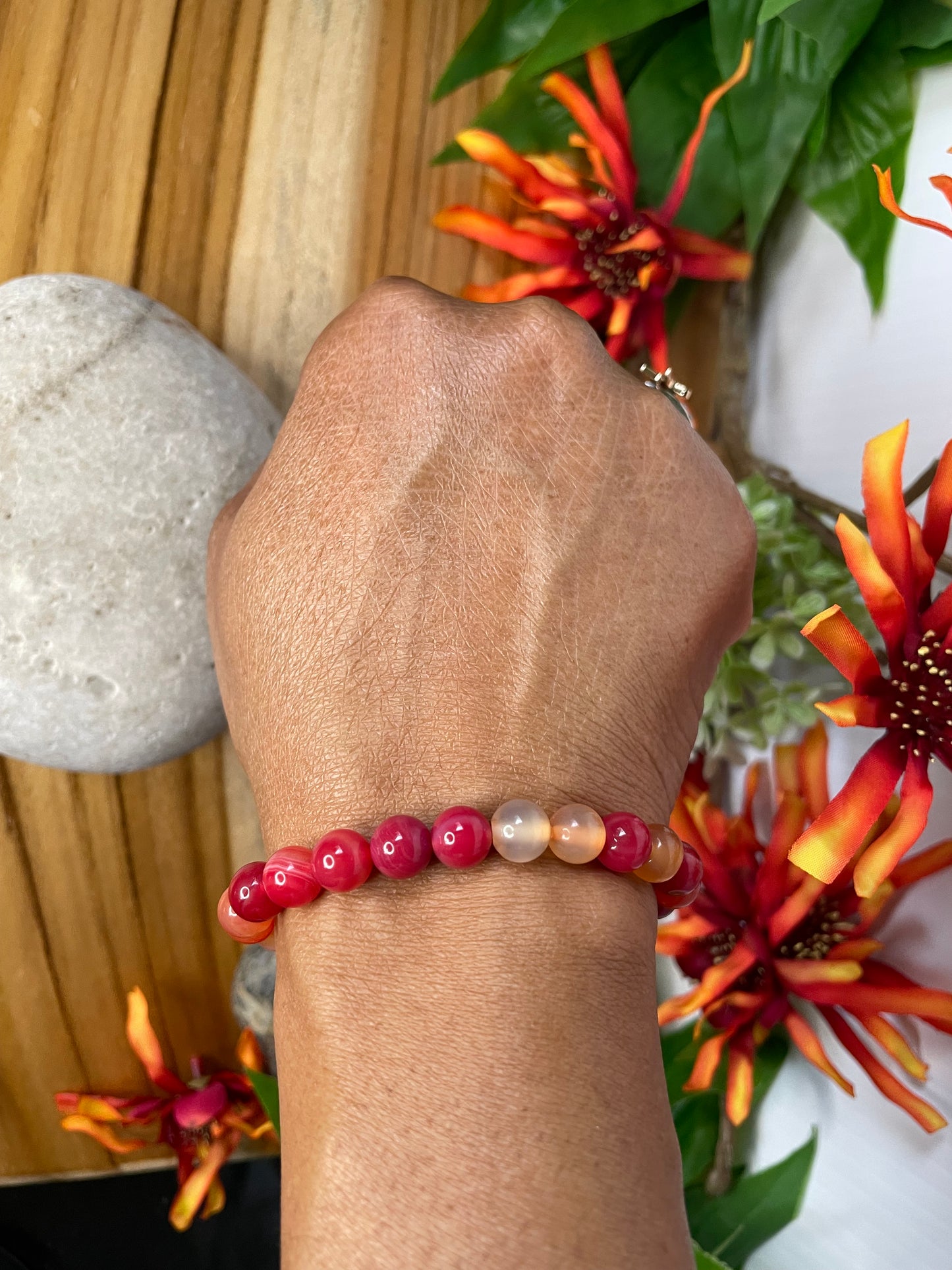 Agate, “Red & Yellow Stones”, Healing Bracelet.