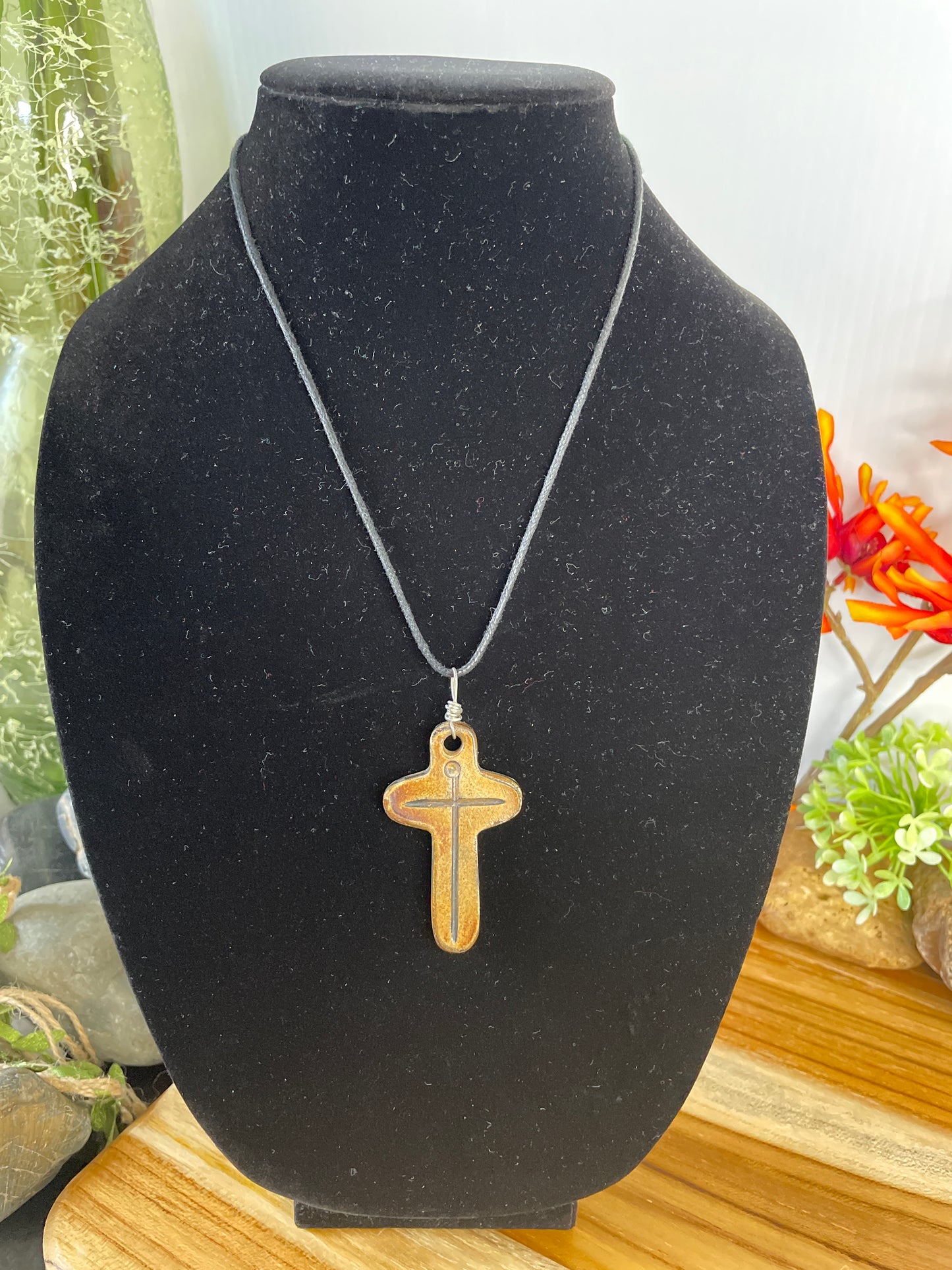 Old Wooden Cross Necklace.