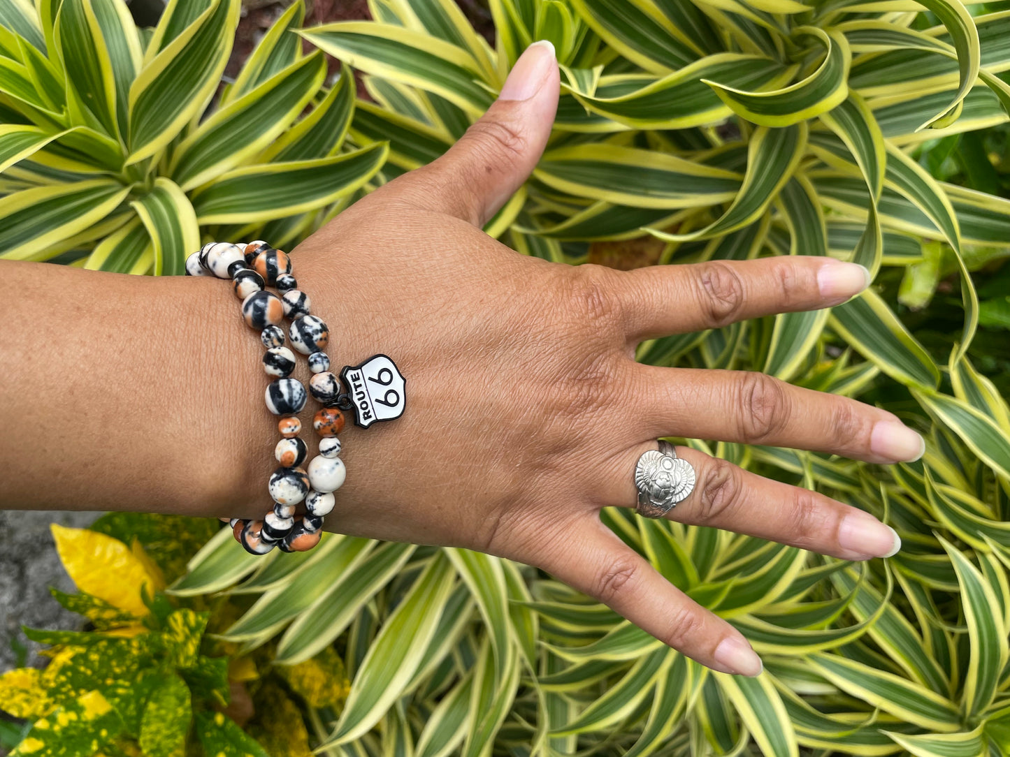 Granite Stone w/Route 66, Healing Bracelet.