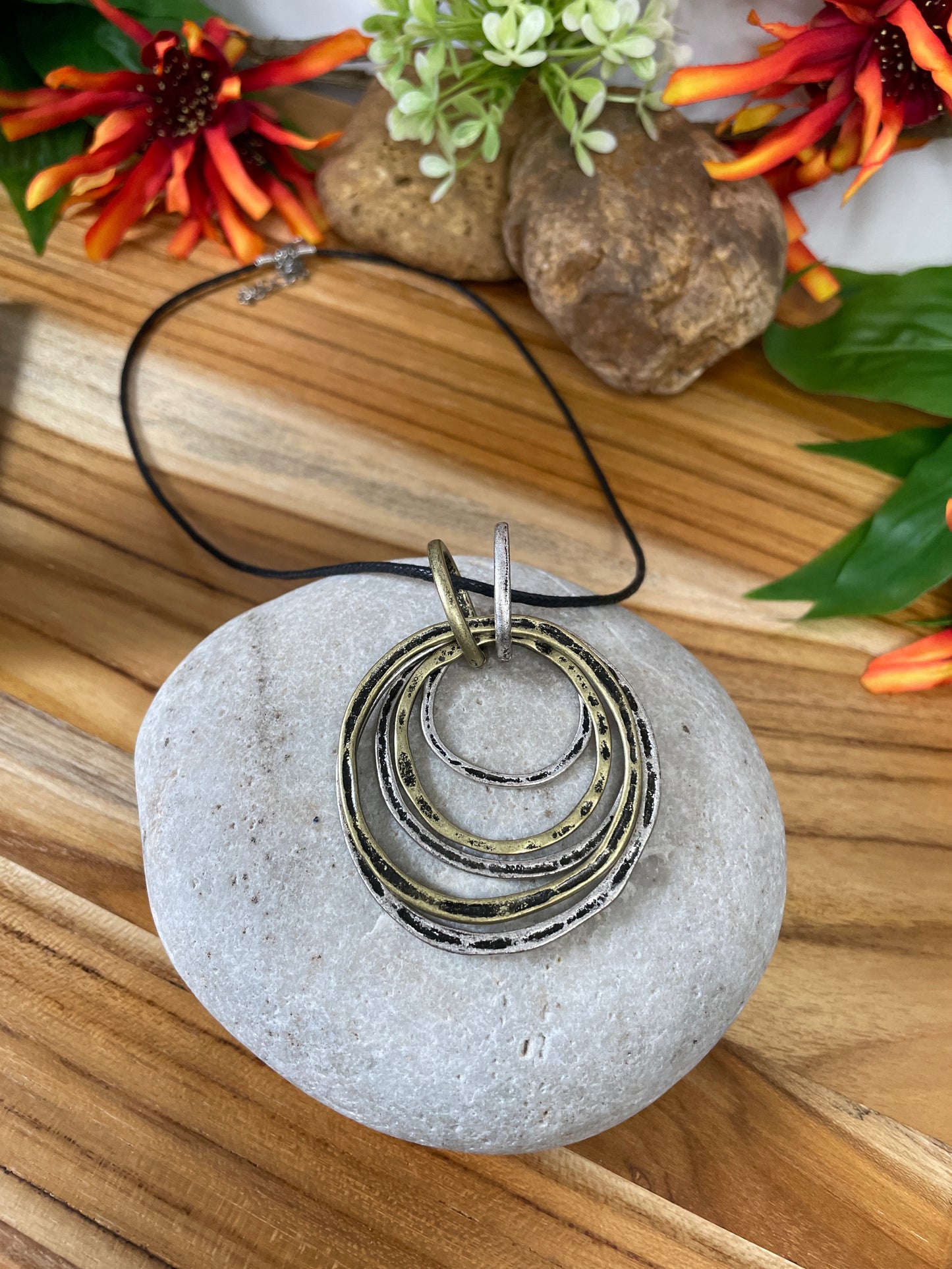 Rings of Power, Black Corded Necklace.