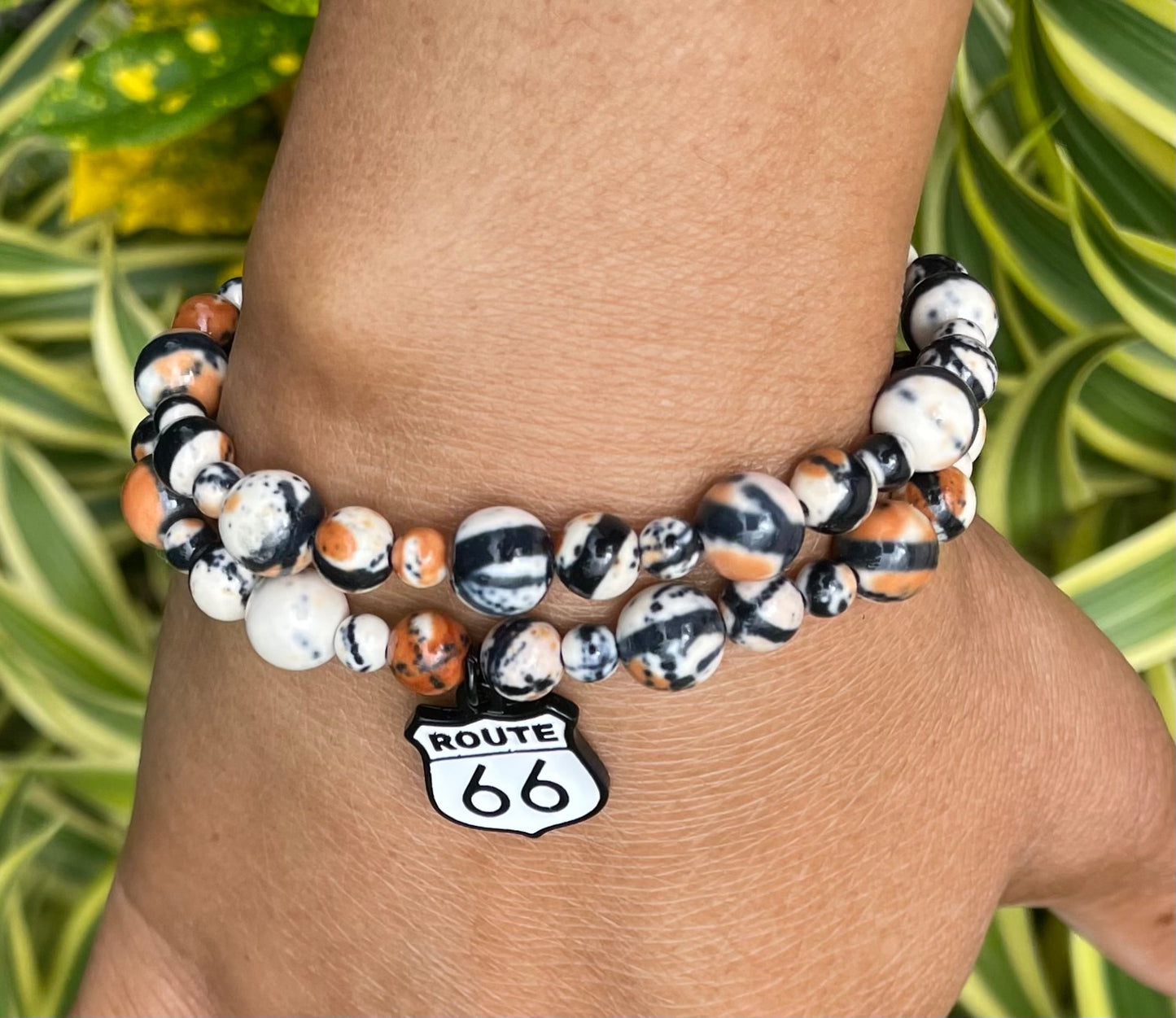 Granite Stone w/Route 66, Healing Bracelet.