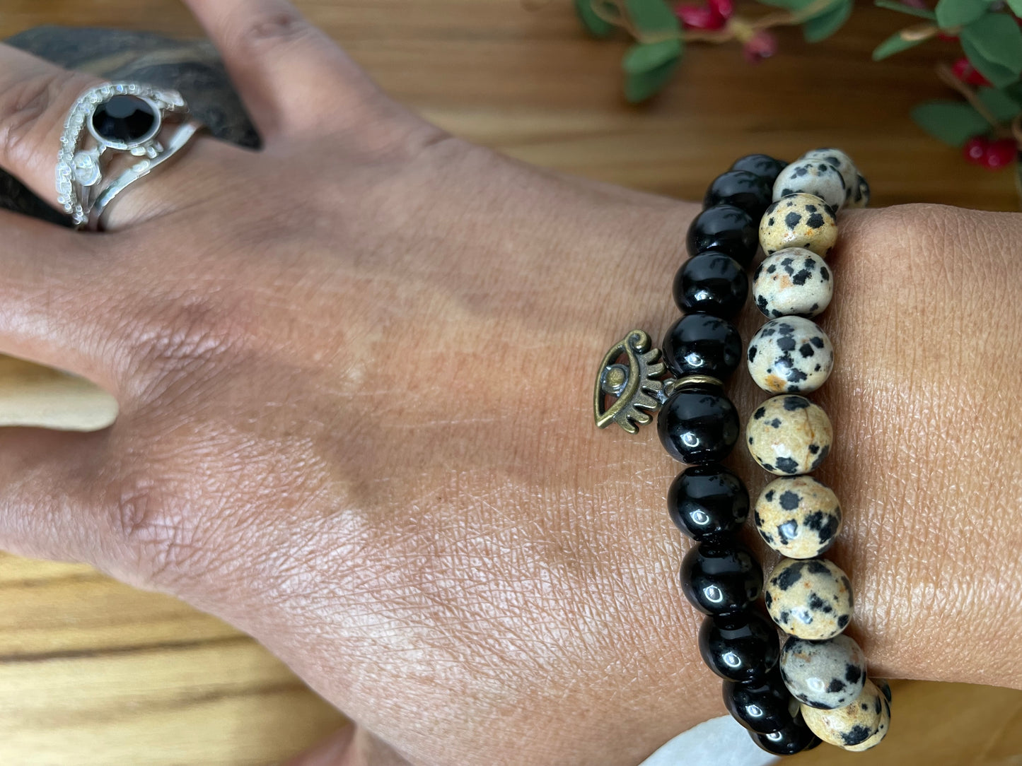 Jasper Black, w/Evil Eye, Healing Bracelet.