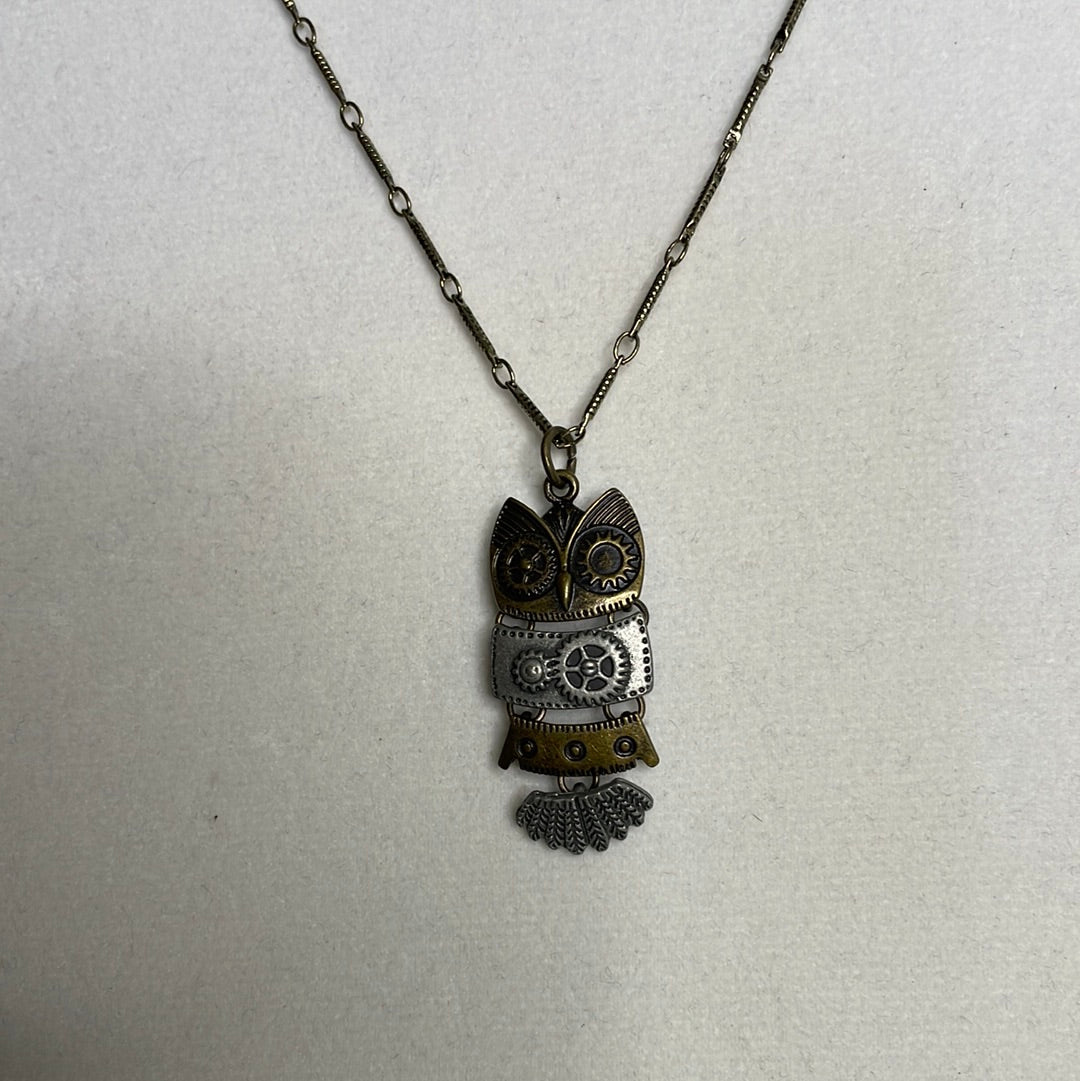 Owl, Antique Brass Necklace.