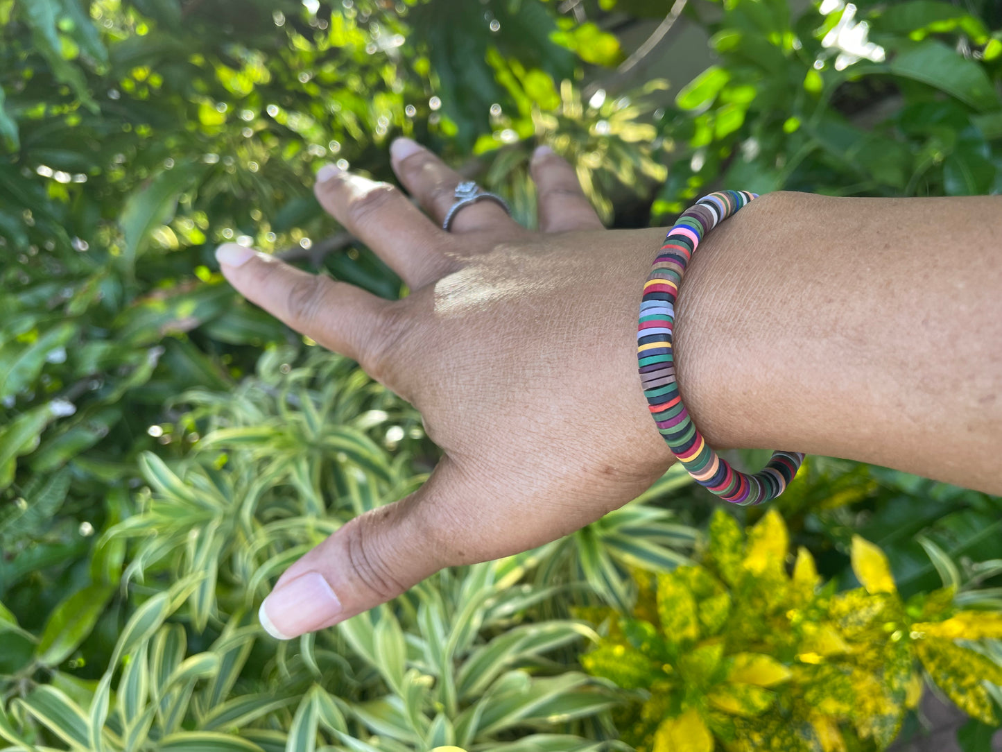 Clay, Dark Multi Colors,  Healing Bracelet.