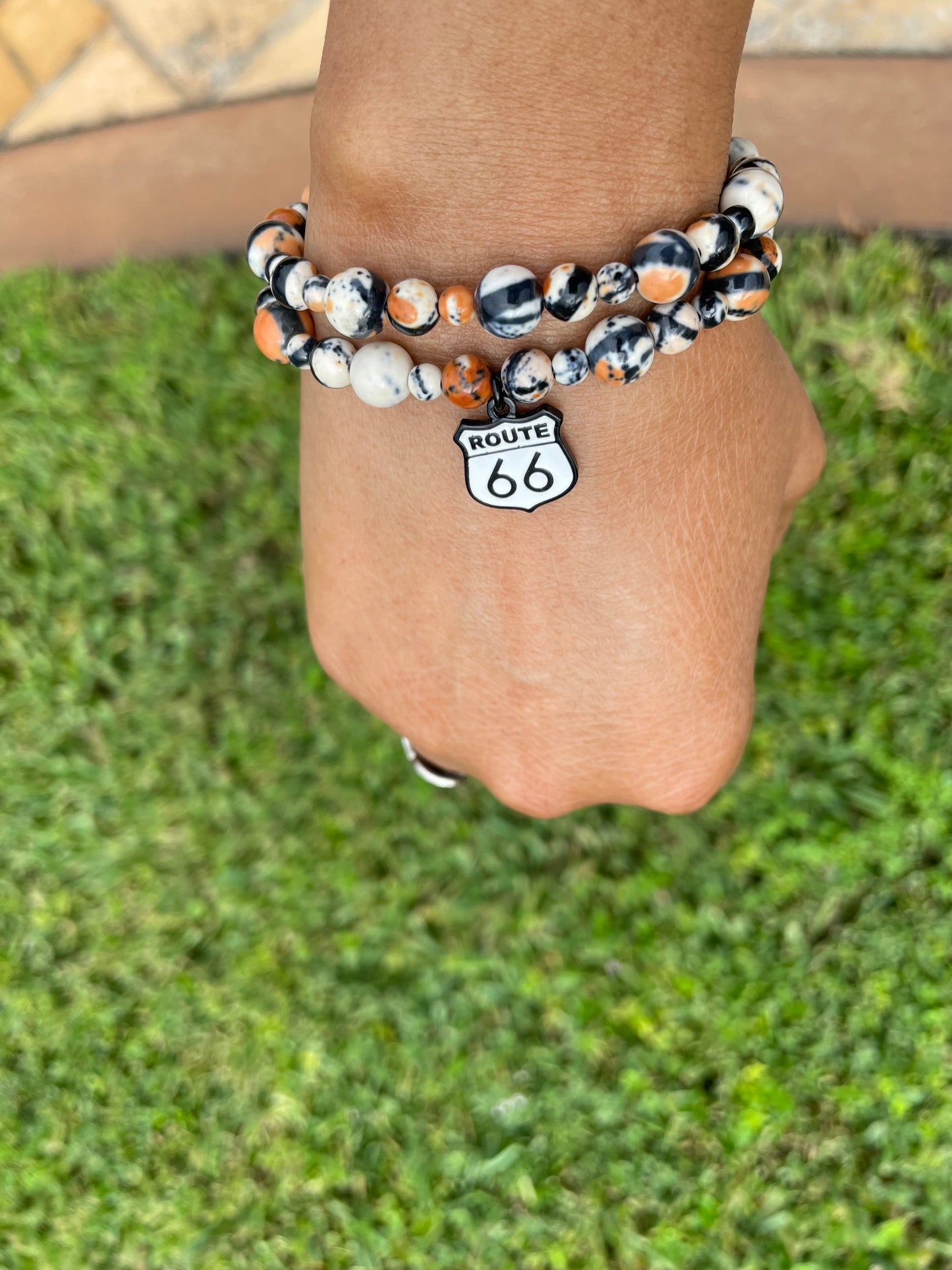 Granite Stone w/Route 66, Healing Bracelet.