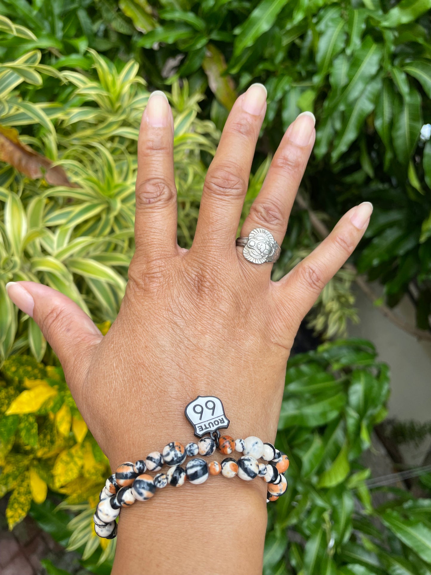 Granite Stone w/Route 66, Healing Bracelet.