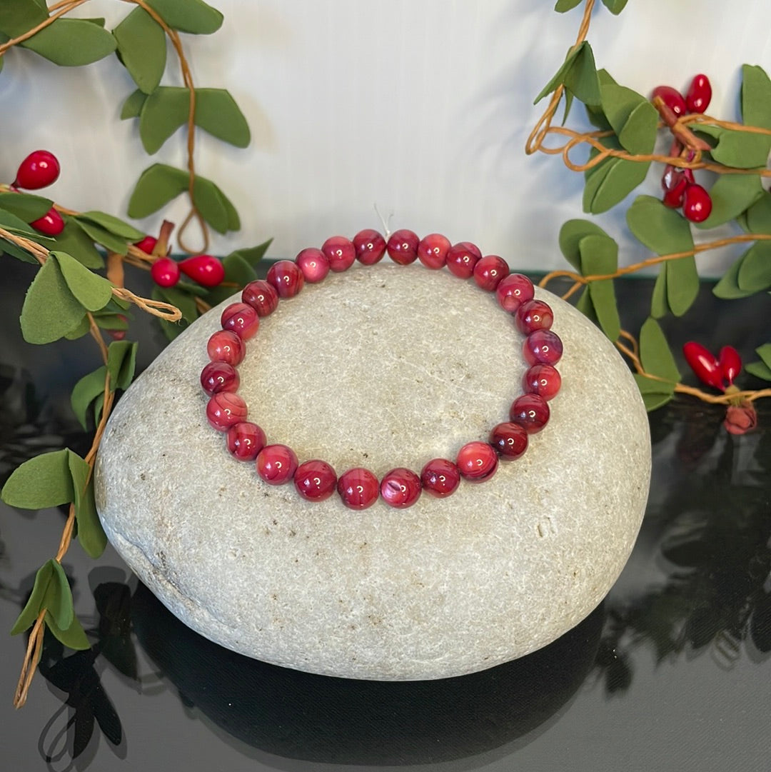 Shell, Purple Shell,  “Redish” Healing Bracelet.