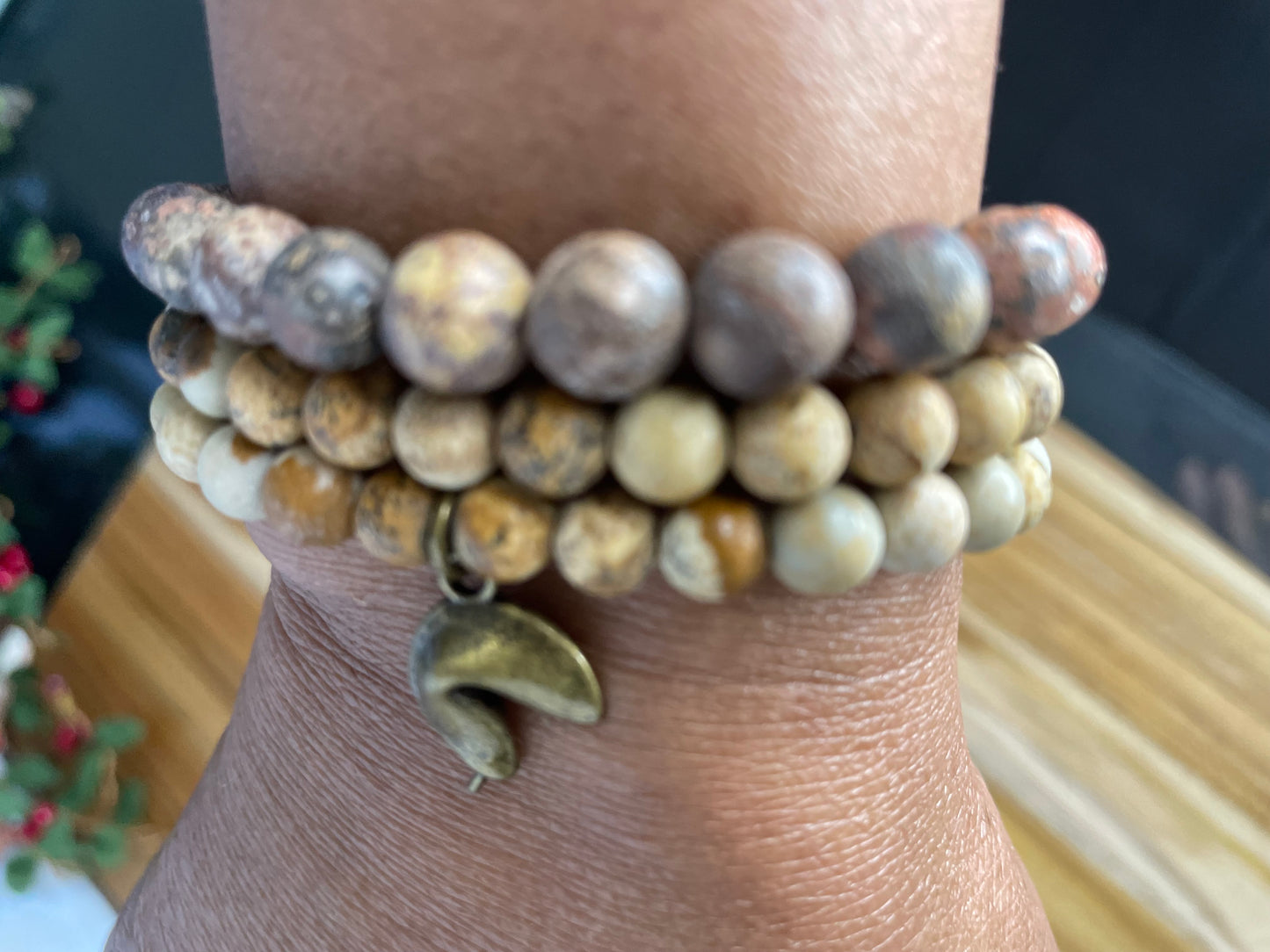 Jasper Leopard Dark Stone, Healing Bracelet.
