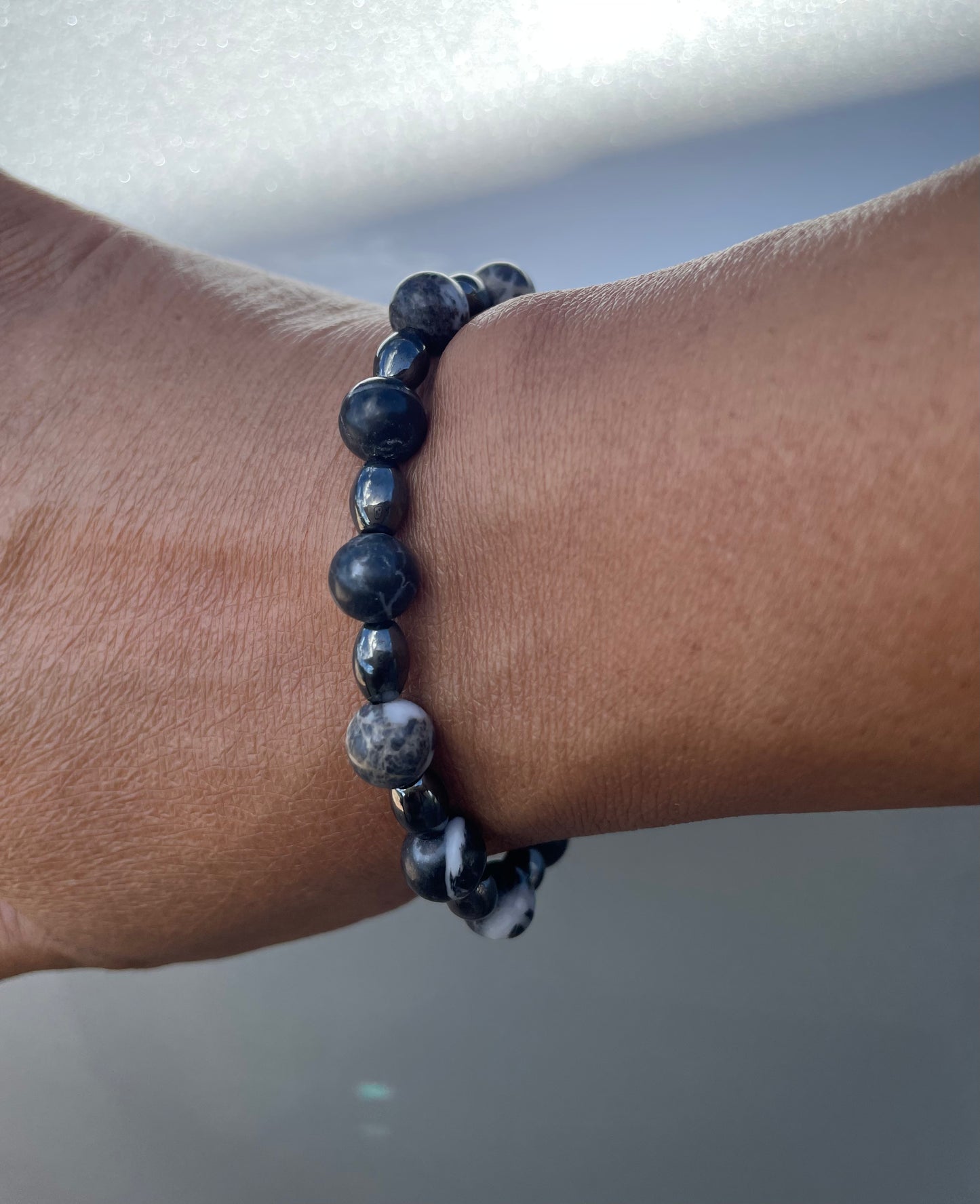 Zebra Stones w/Hematite, Healing Bracelet.