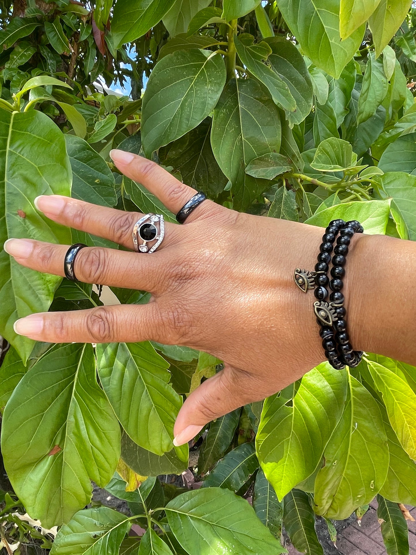 Agate, Black Banded w/Evil Eye, Healing Bracelet.