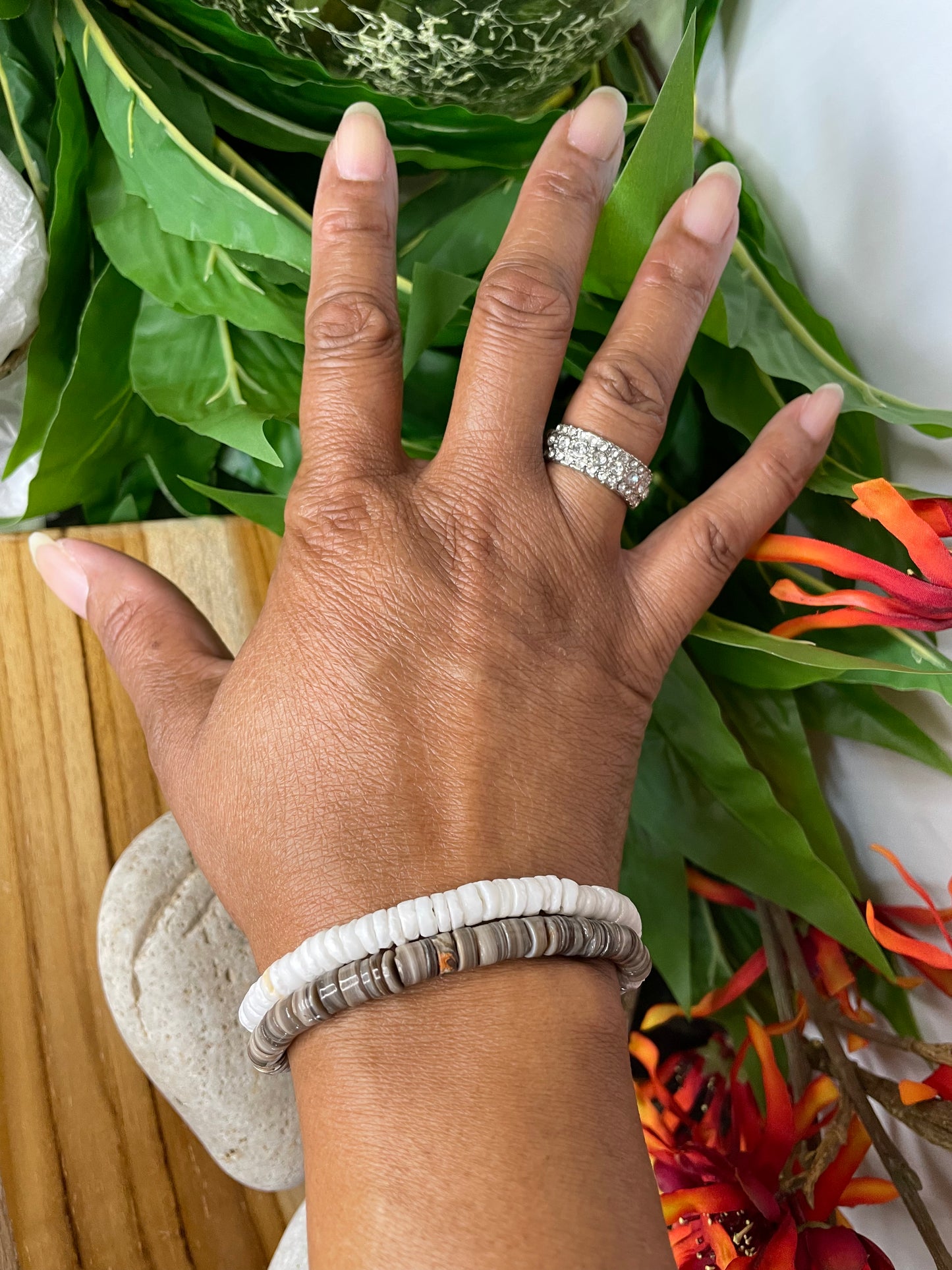 Shell,  “Disk Grey” Healing Bracelet.