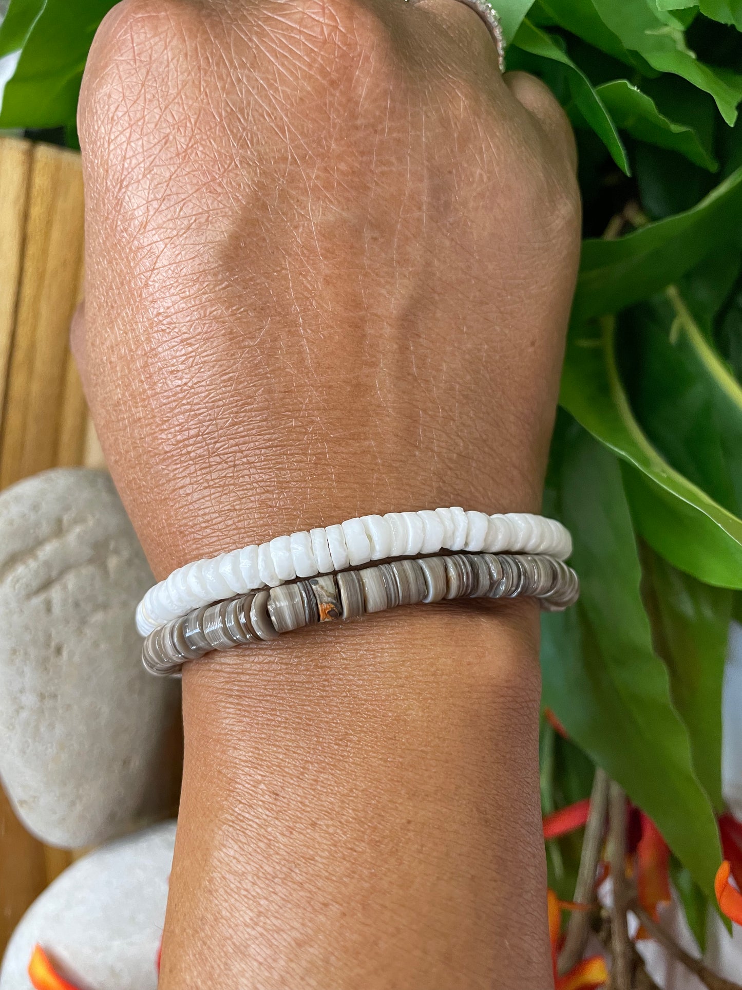 Shell, Moon Shell,  White Healing Bracelet.