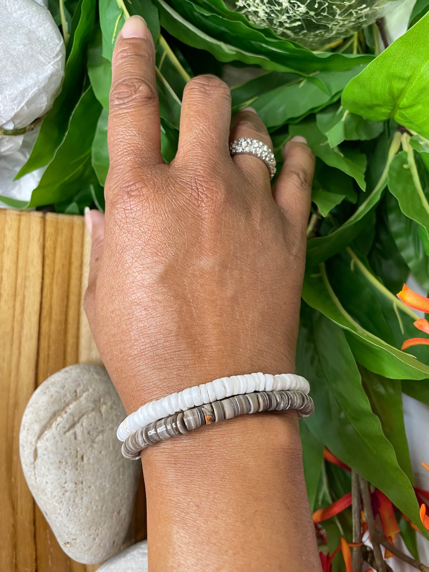 Shell, Moon Shell,  White Healing Bracelet.