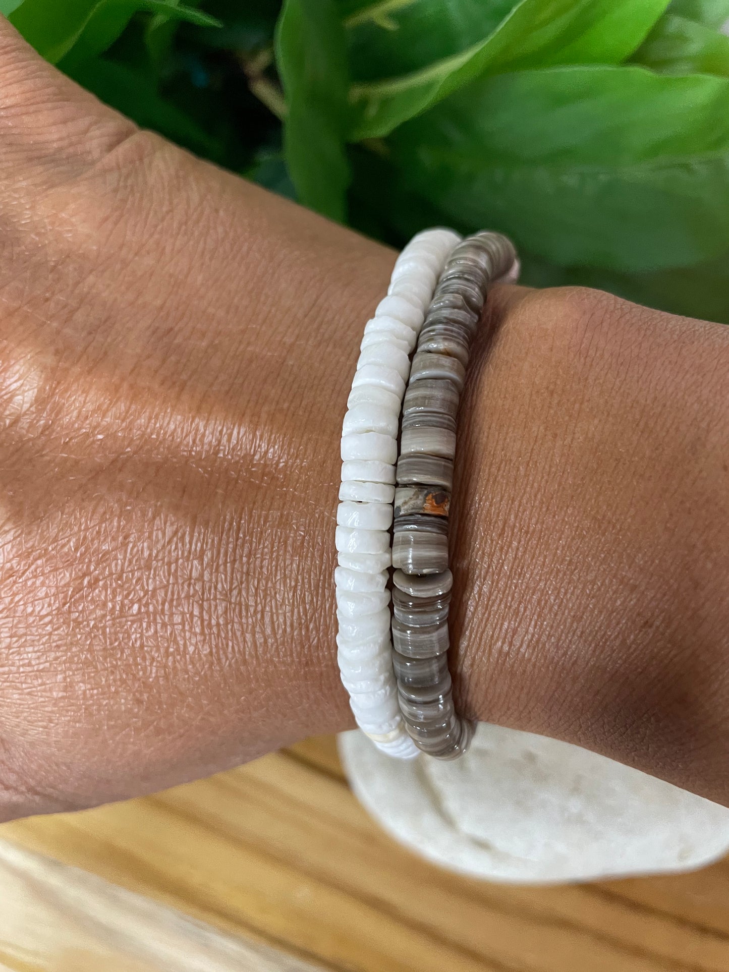 Shell, Moon Shell,  White Healing Bracelet.
