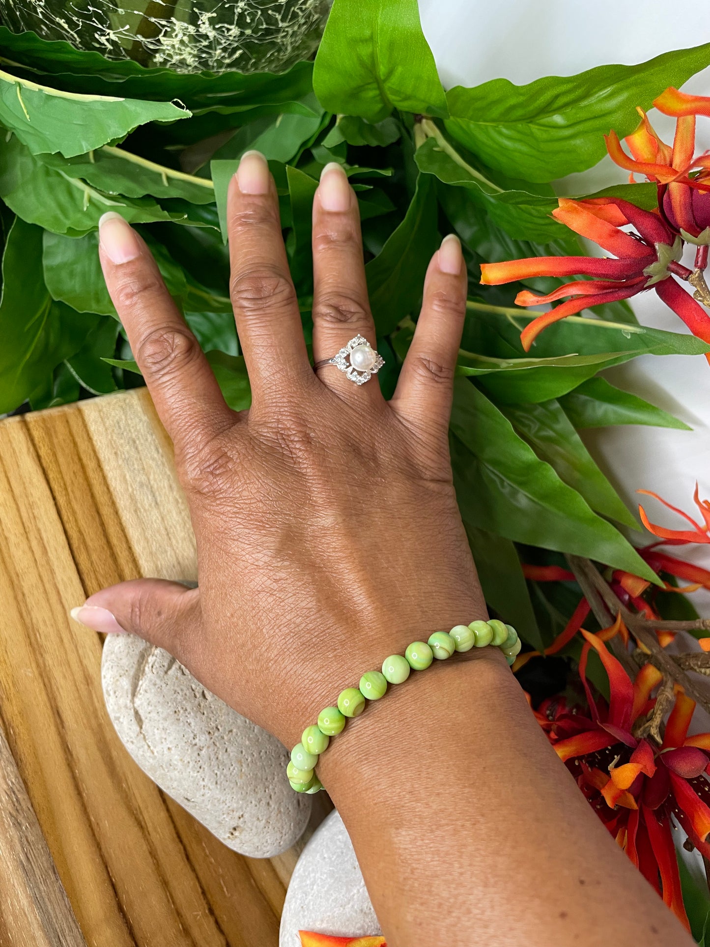 Shell,  Green Healing Bracelet.