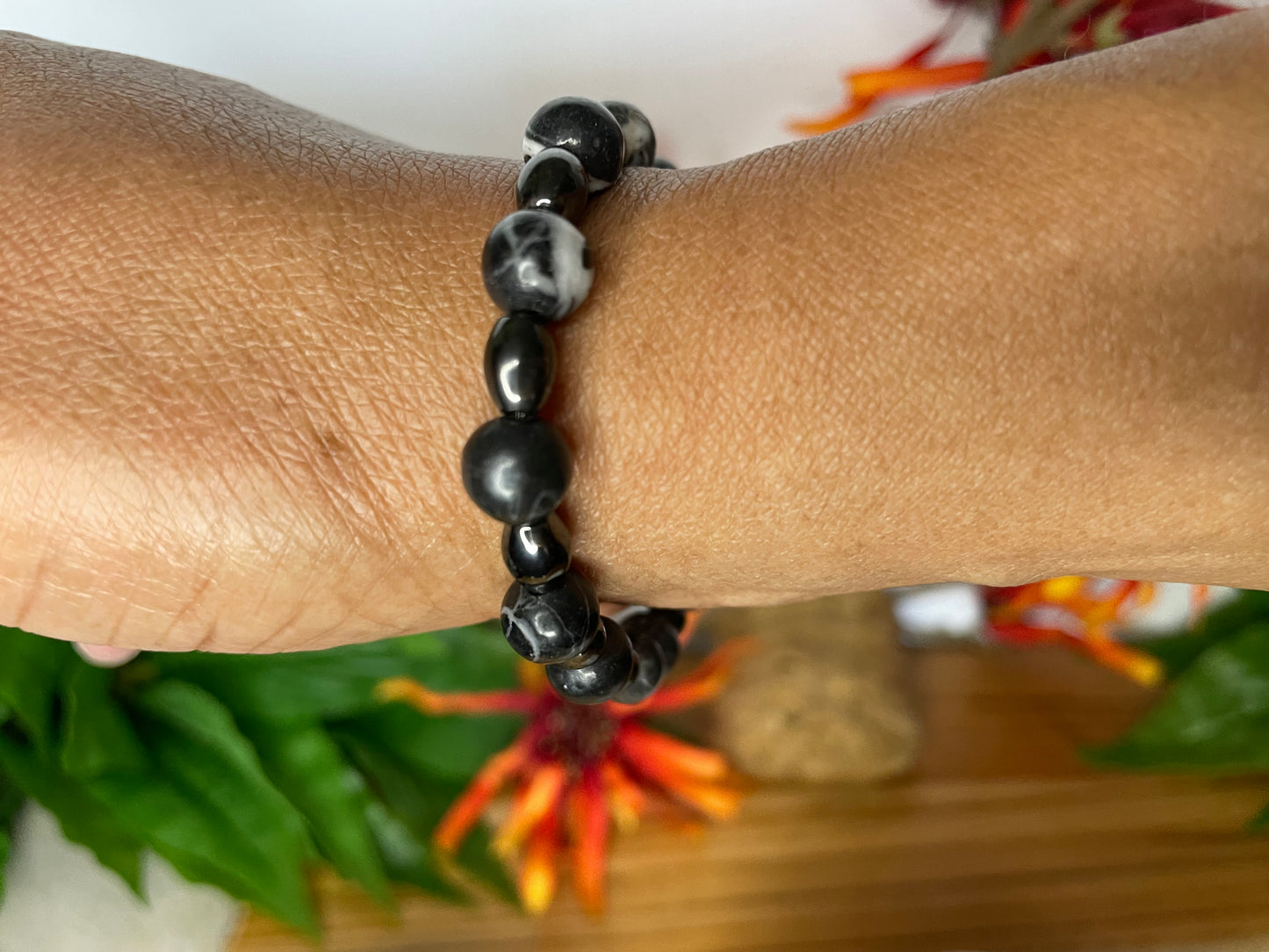 Zebra Stones w/Hematite, Healing Bracelet.