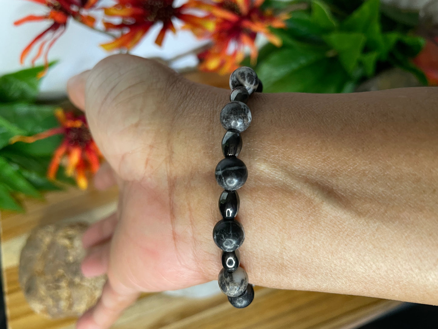 Zebra Stones w/Hematite, Healing Bracelet.