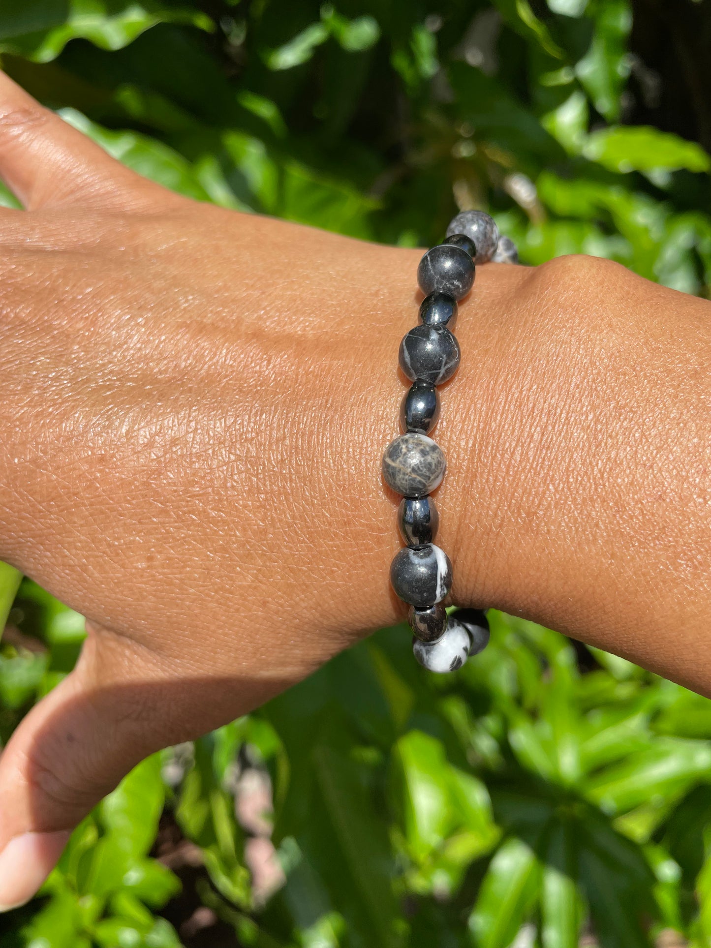 Zebra Stones w/Hematite, Healing Bracelet.