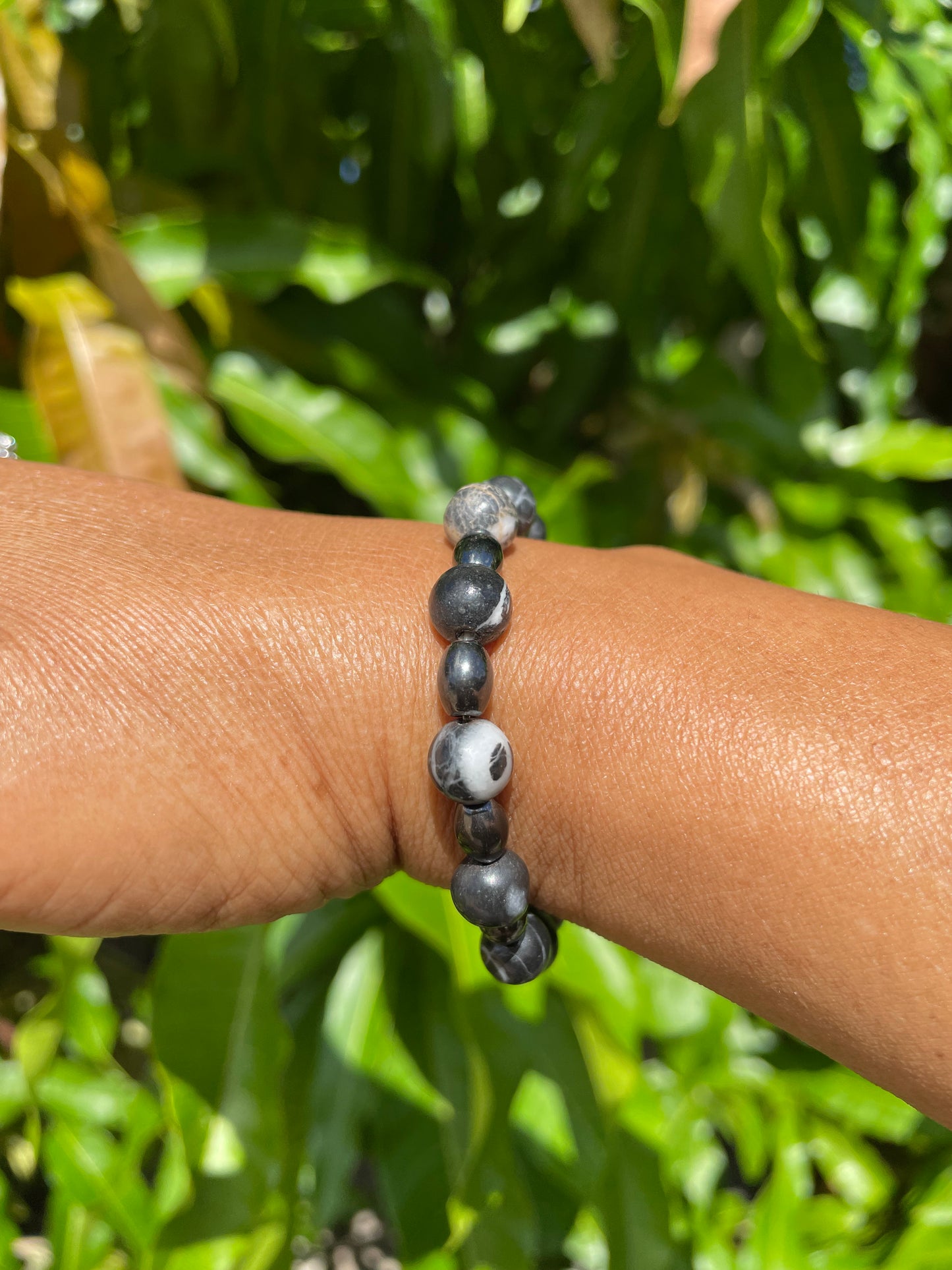 Zebra Stones w/Hematite, Healing Bracelet.