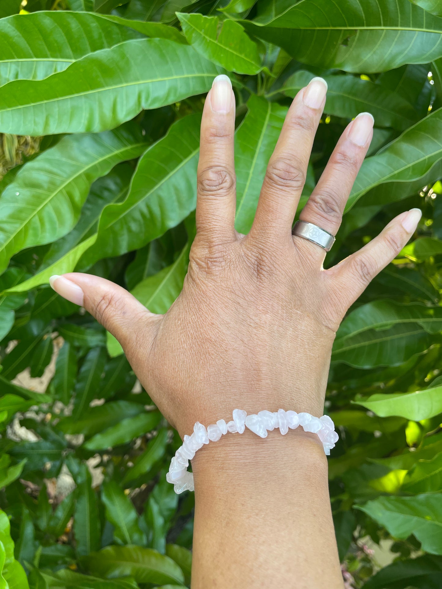 Rose Quartz Chipped Stones, Healing Bracelet.