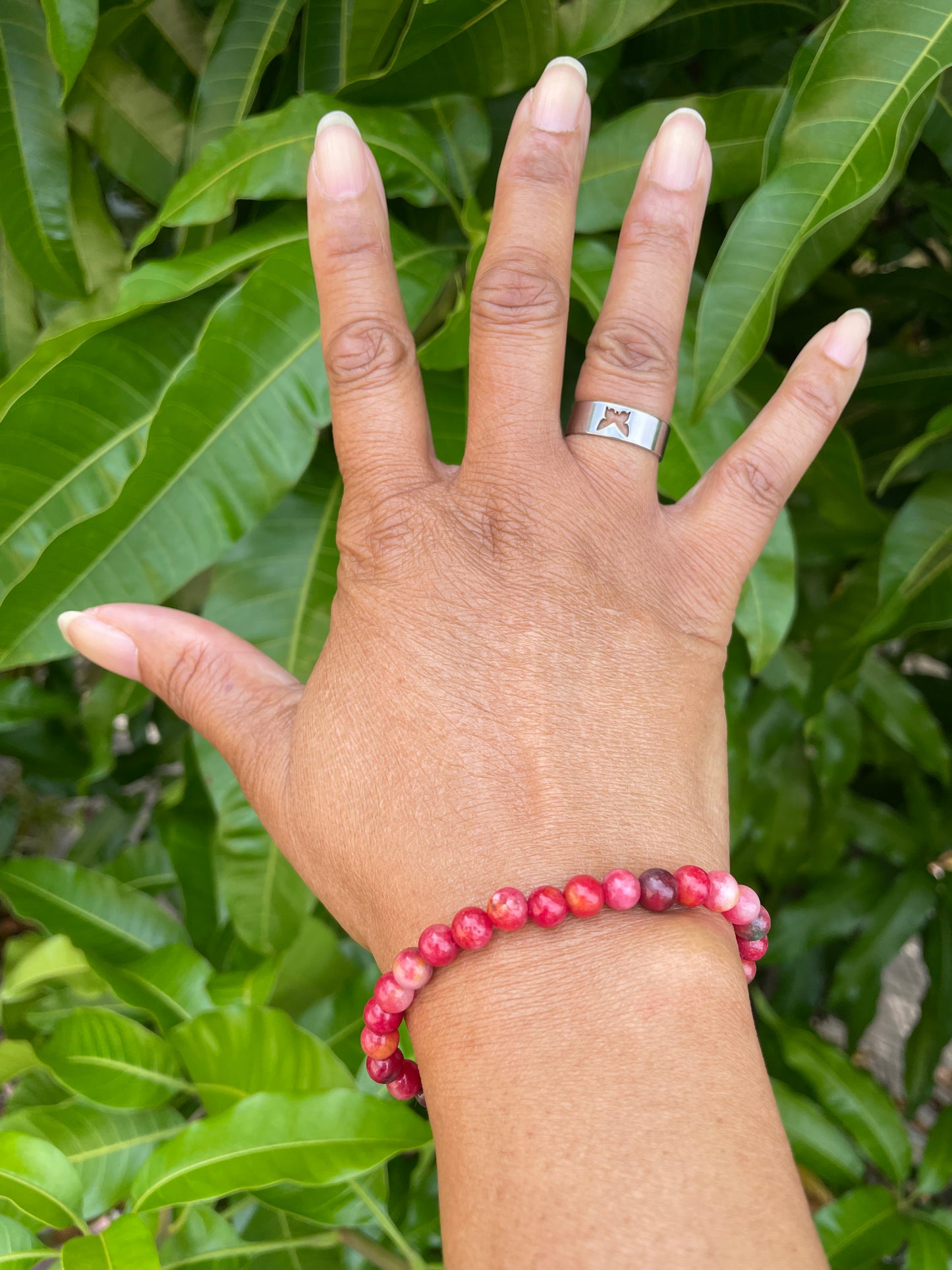 Jade  “Reddish”Stones, Healing Bracelet.