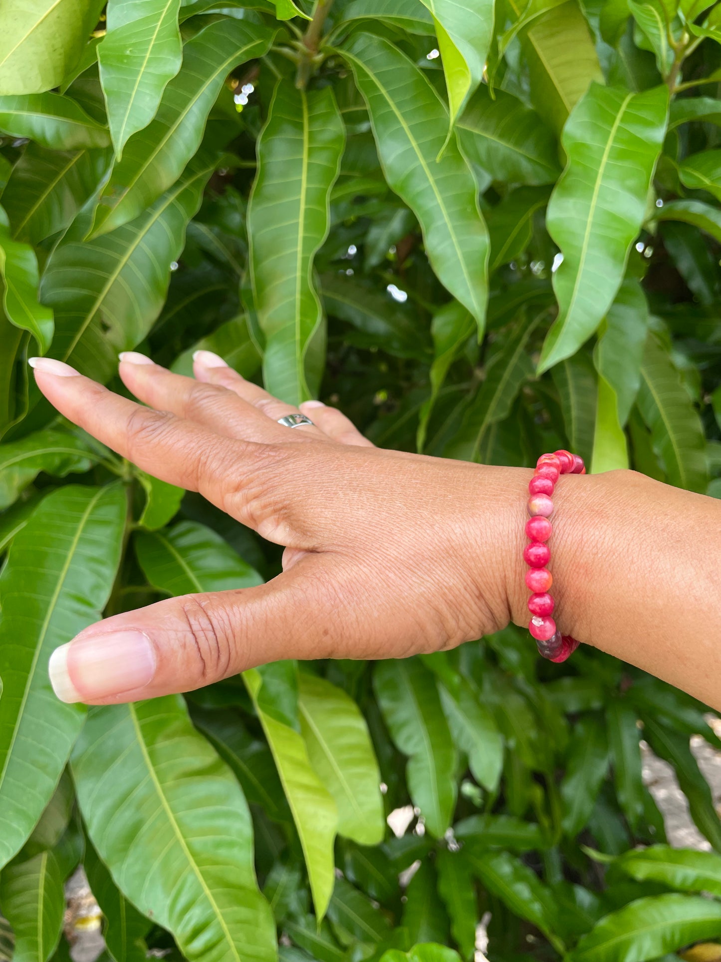 Jade  “Reddish”Stones, Healing Bracelet.