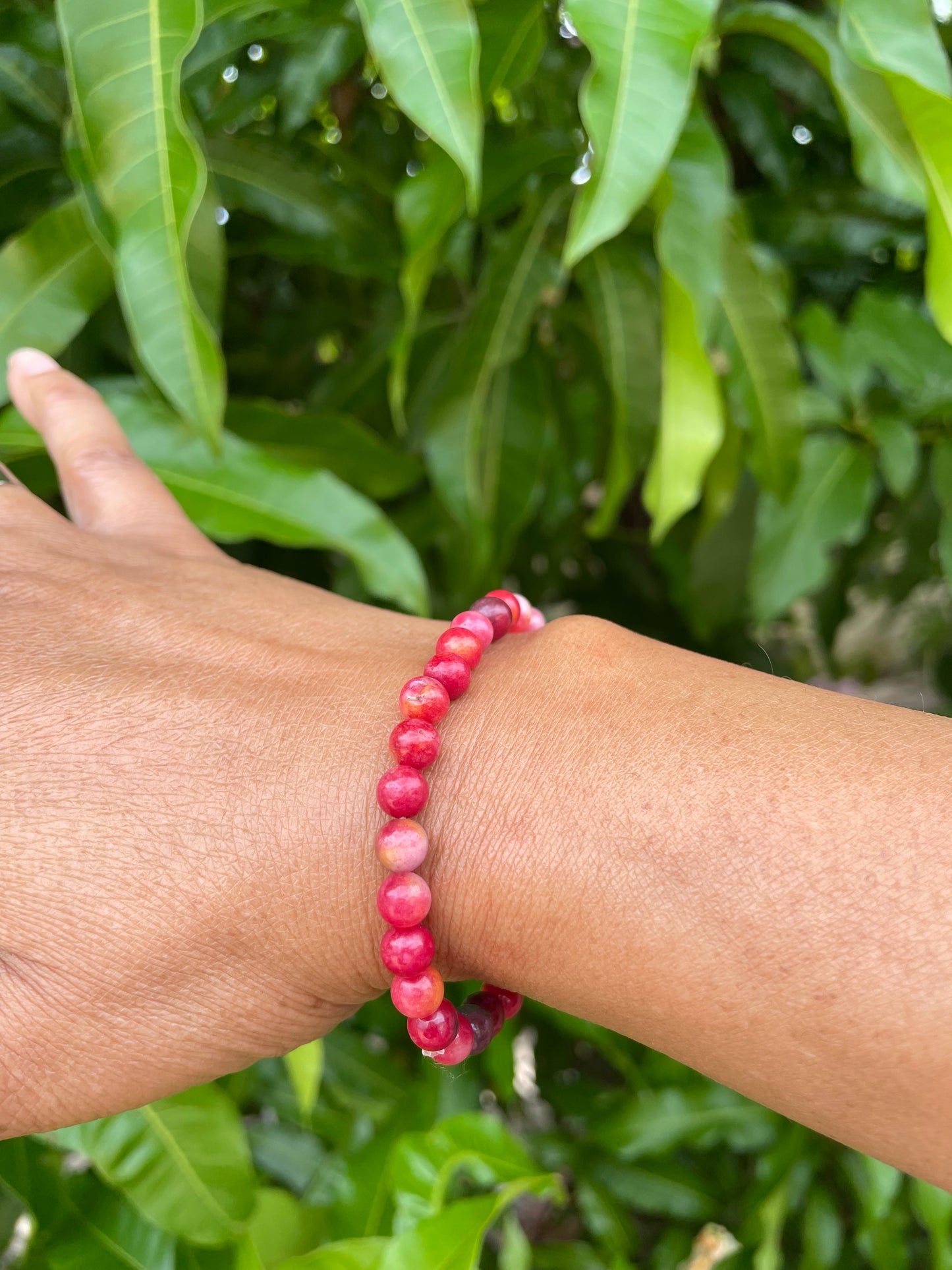 Jade  “Reddish”Stones, Healing Bracelet.