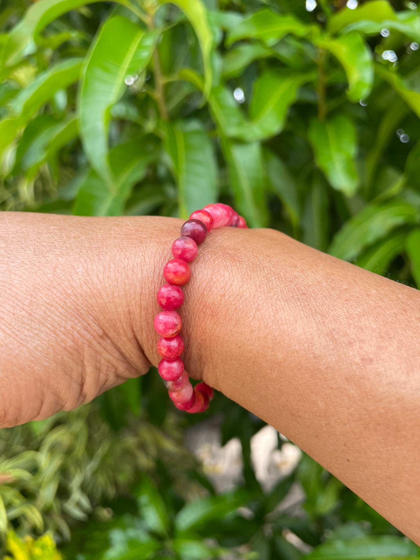 Jade  “Reddish”Stones, Healing Bracelet.