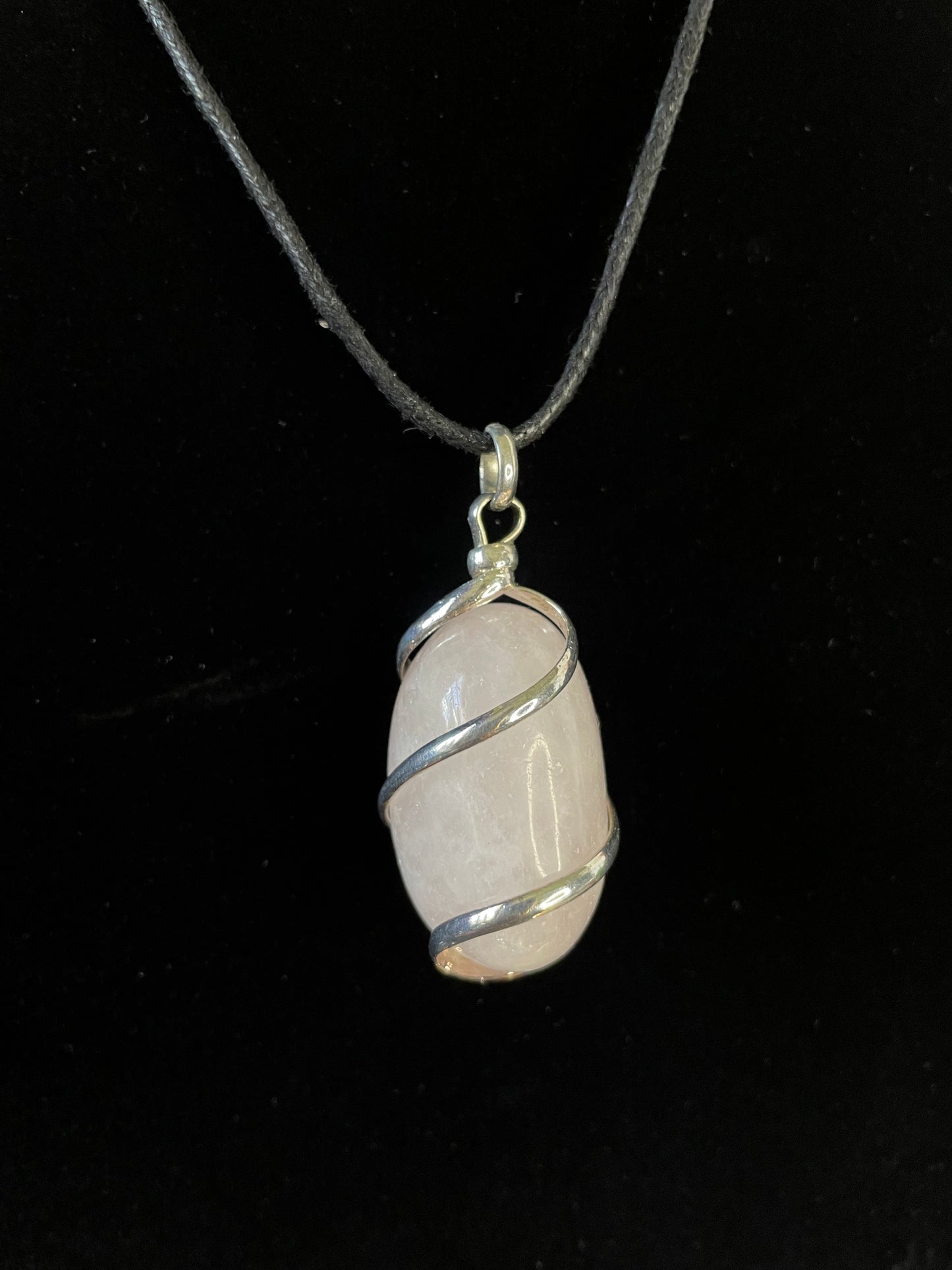 Rose Quartz Crystal Stone, Healing Necklace.