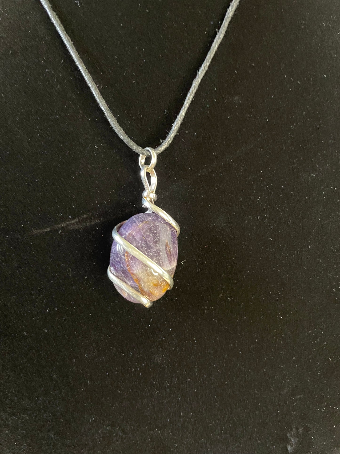 Amethyst Crystal Stone, Healing Necklace.