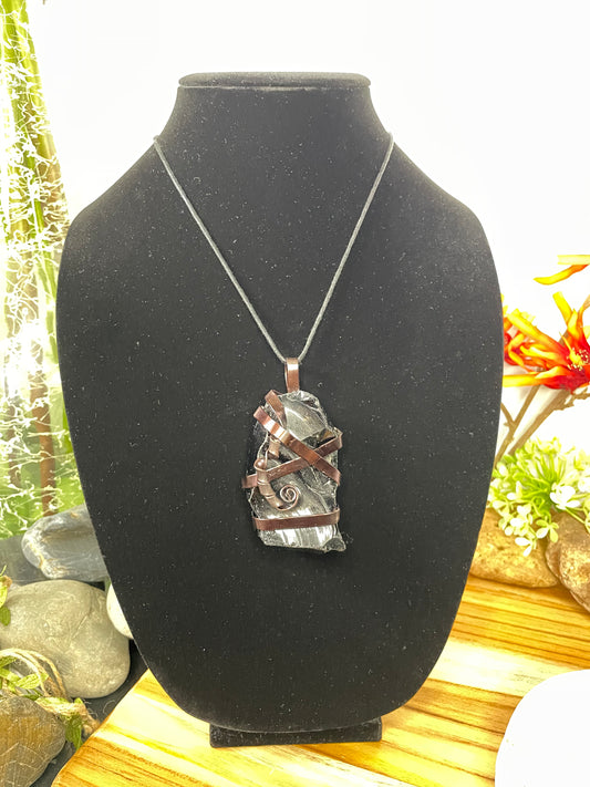 Black Obsidian Crystal Stone, Healing Necklace.