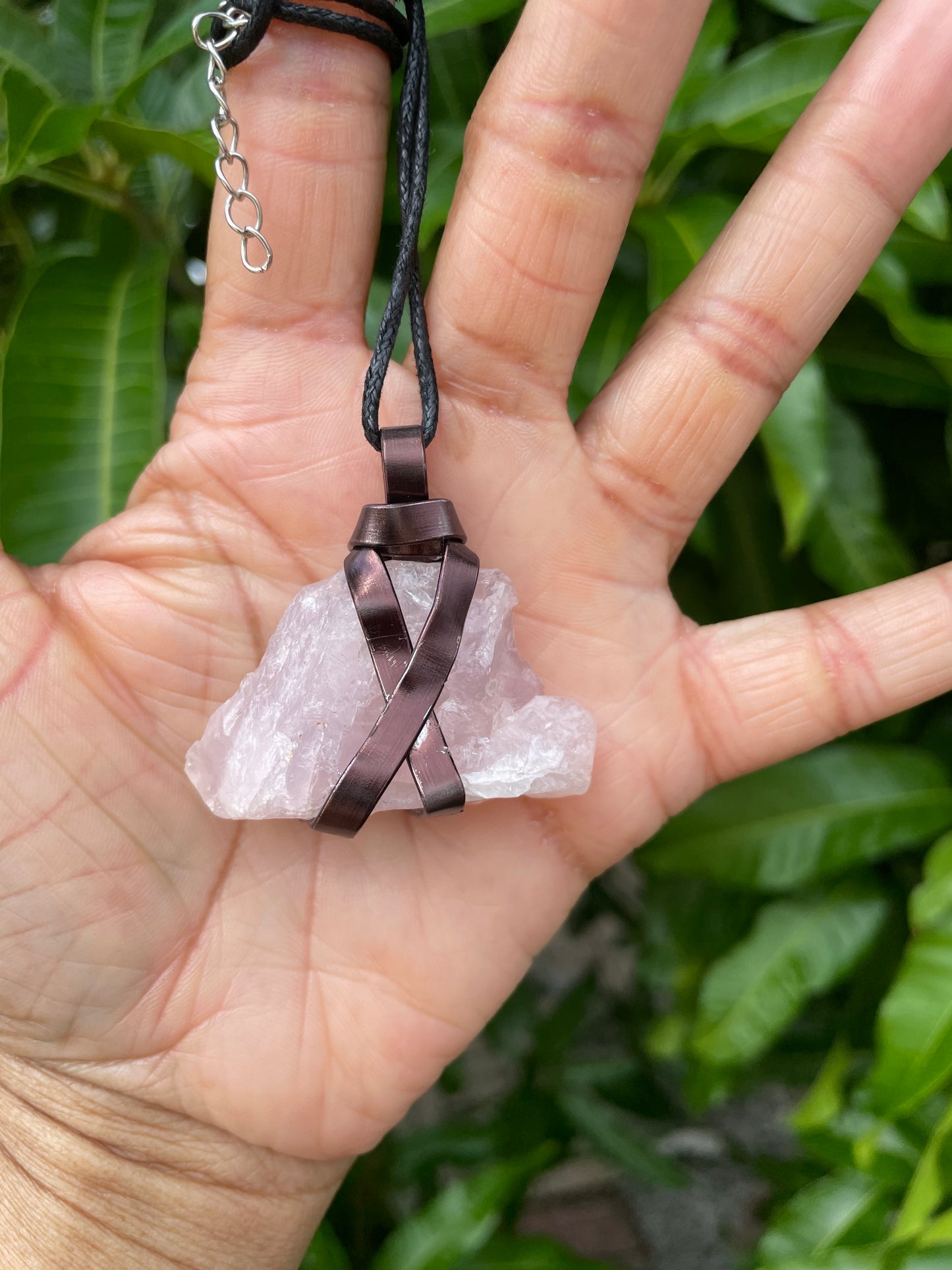 Rose Quartz Crystal Stone, Healing Necklace.