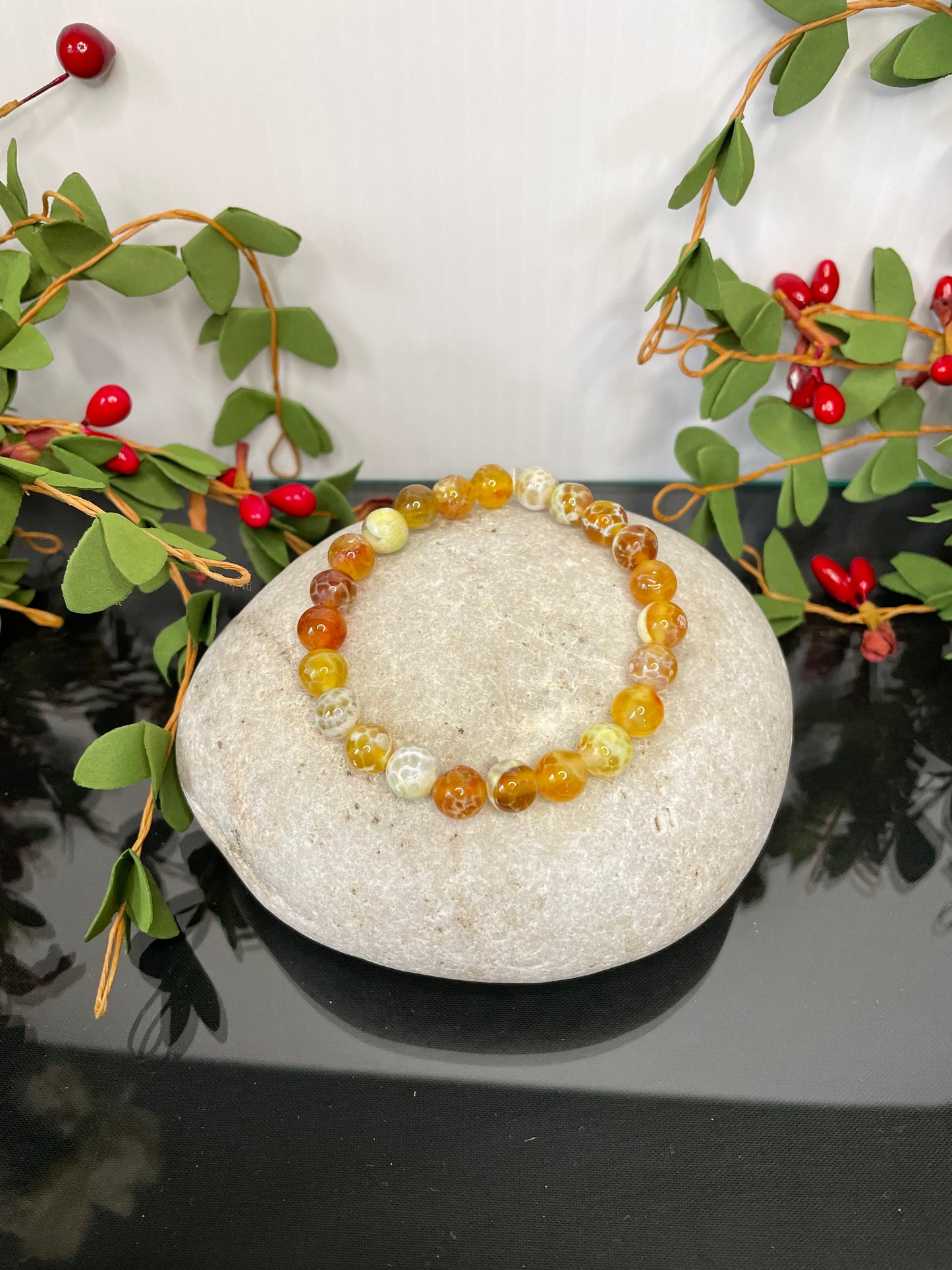 Agate Fire Yellow Stone, Healing Bracelet.