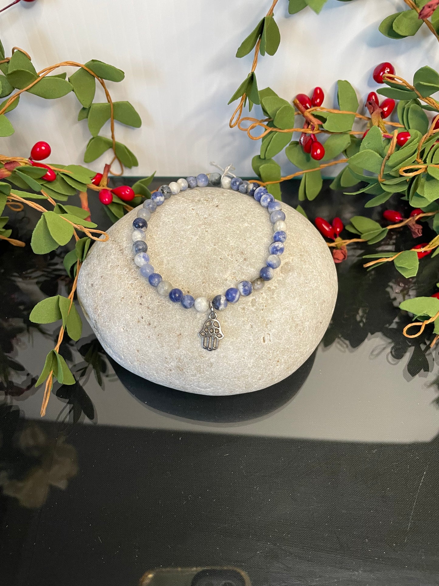 Sodalite w/Hamsa, Healing Bracelet.