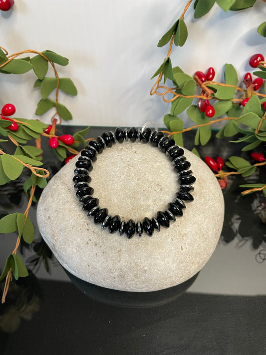 Black Hematite and Black Rondelle Healing Bracelet.