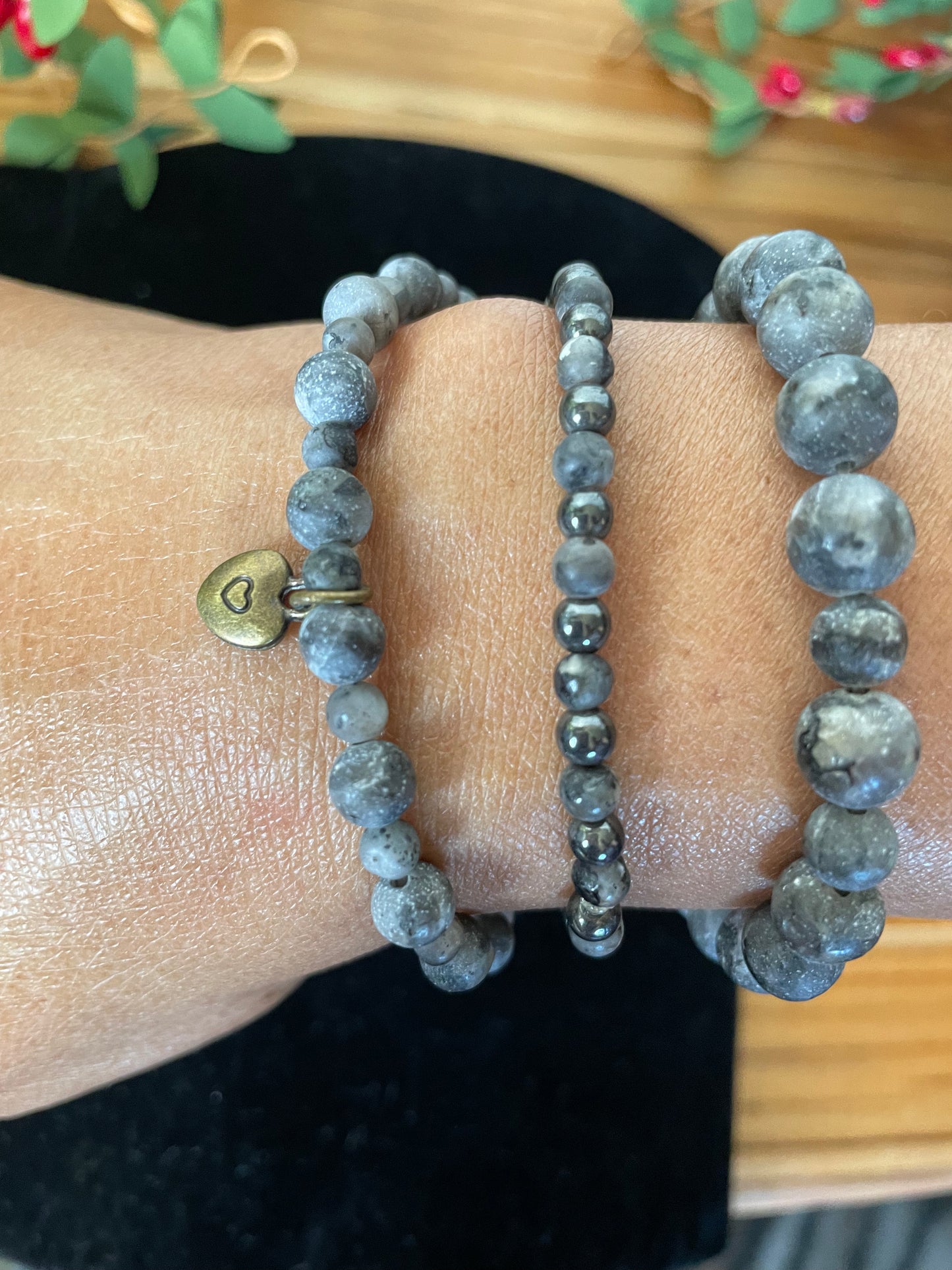 Labradorite Stones w/Love Charm, Healing Bracelet.