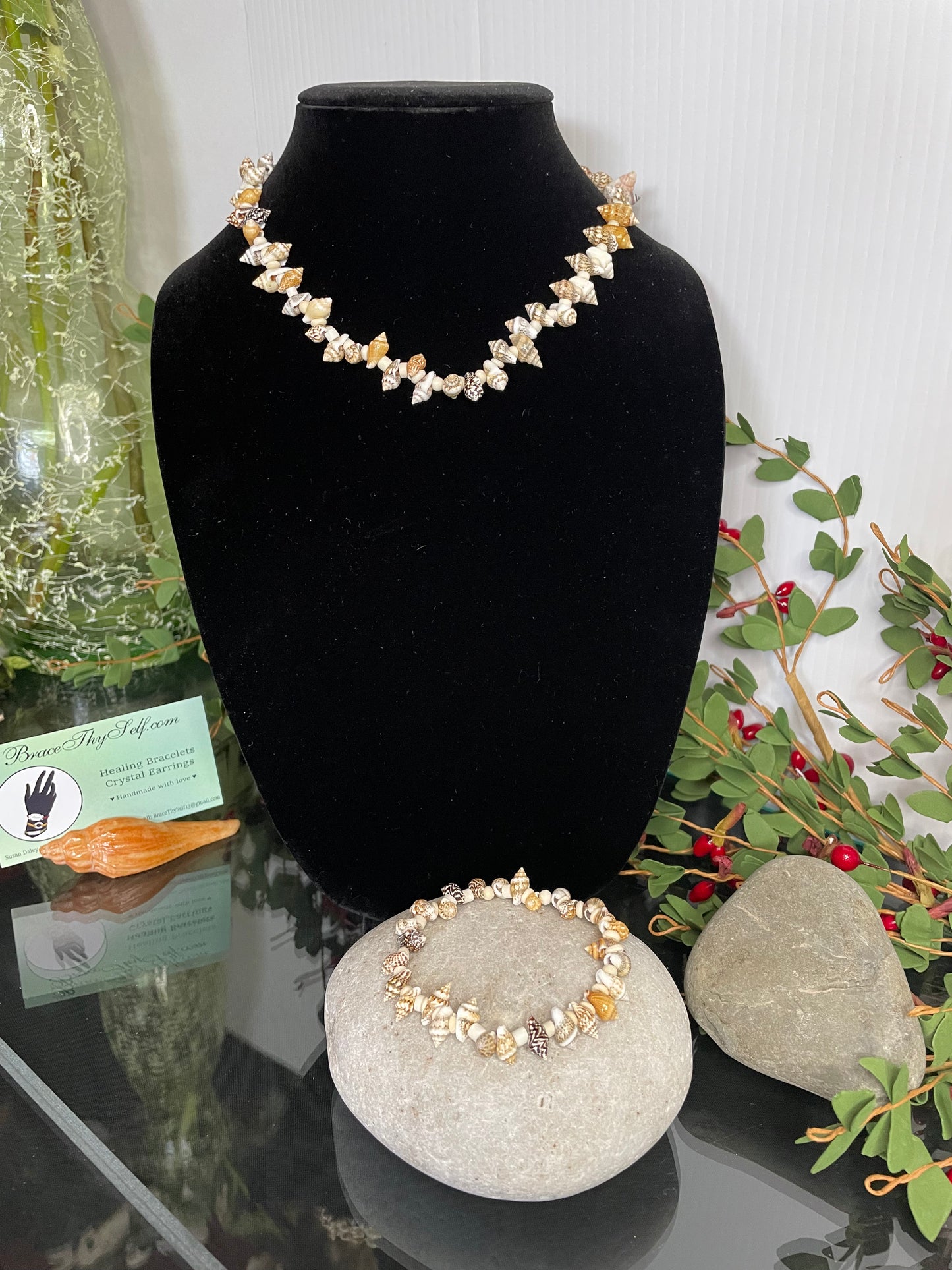 Shells w/Bone Spacing, Healing Necklace.