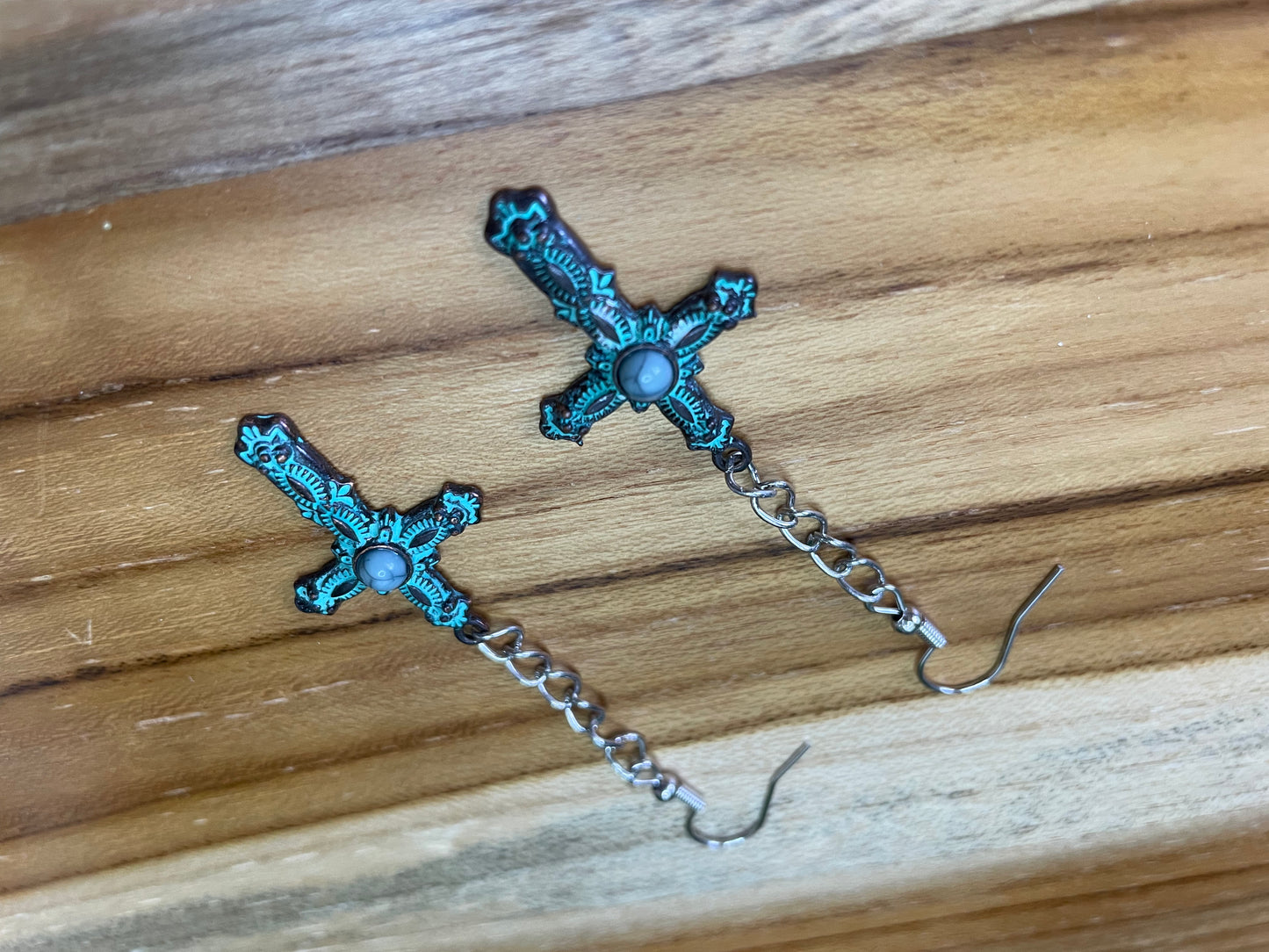 Cross Turquoise Earrings.