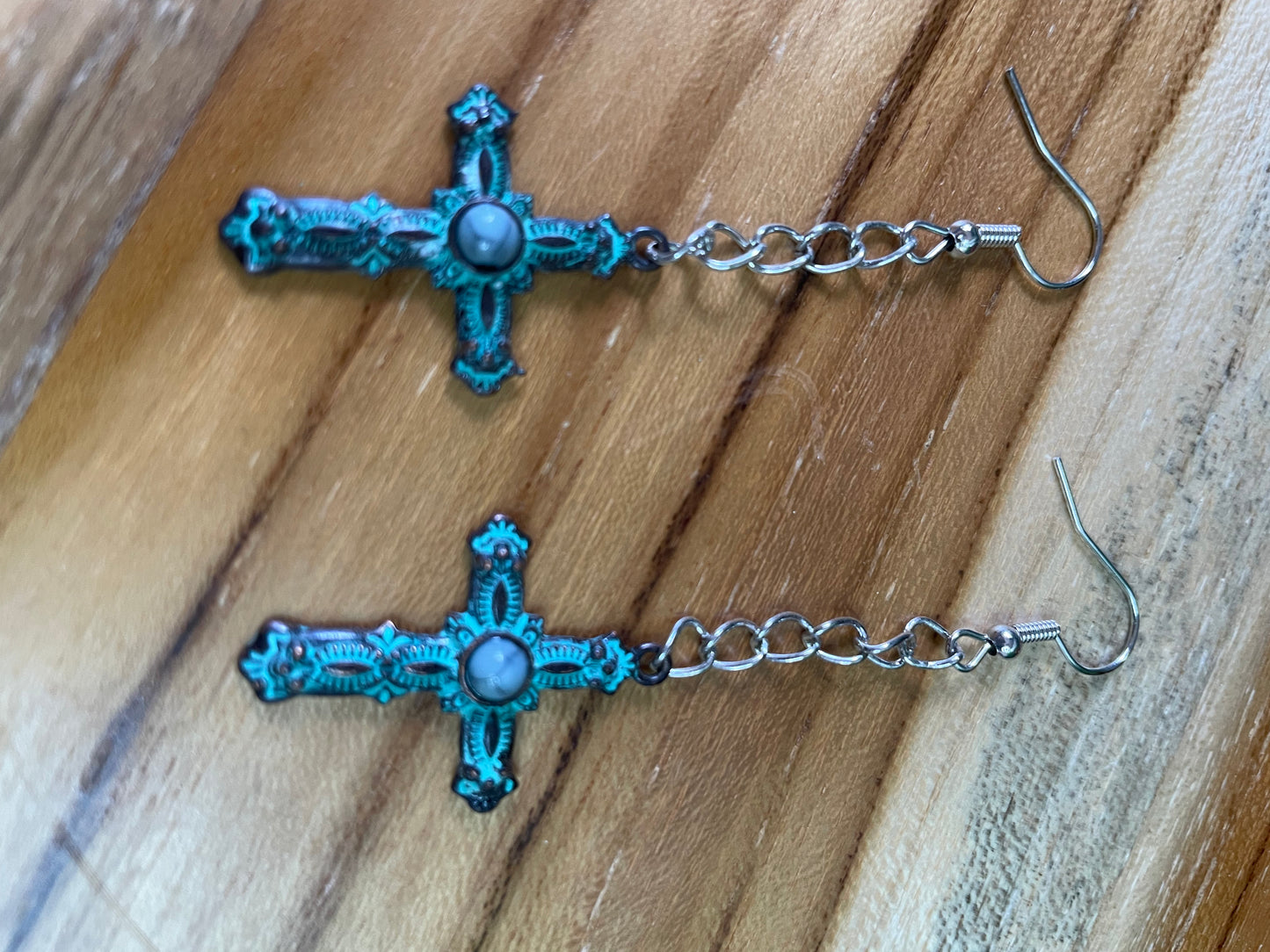 Cross Turquoise Earrings.