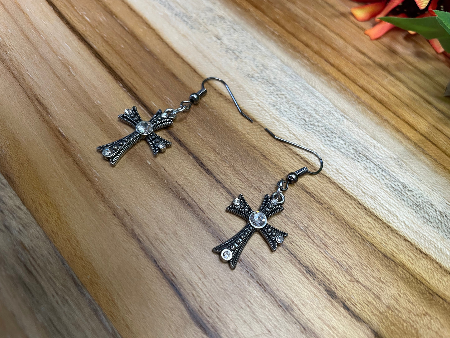 Cross Silver Earrings.