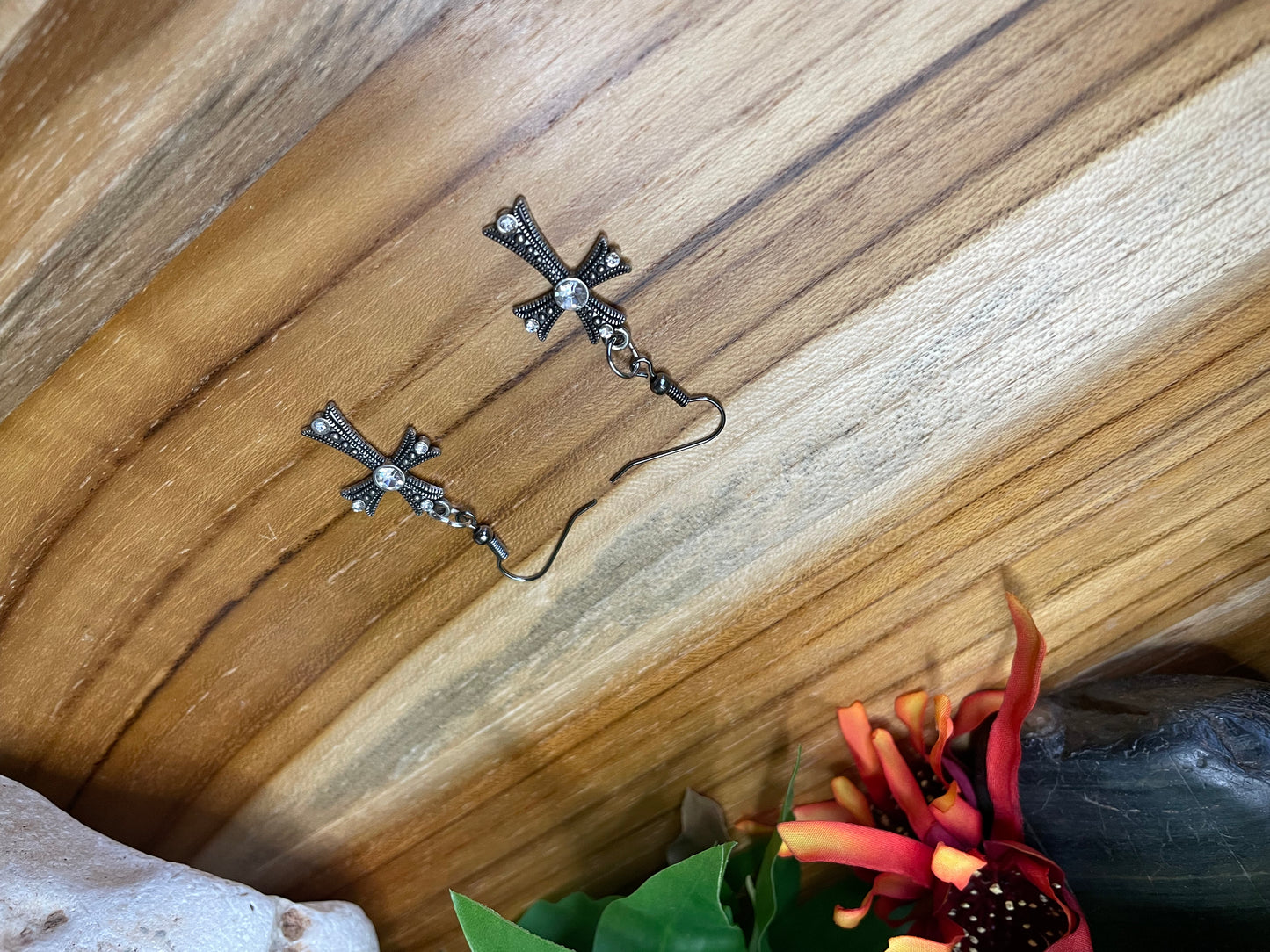 Cross Silver Earrings.