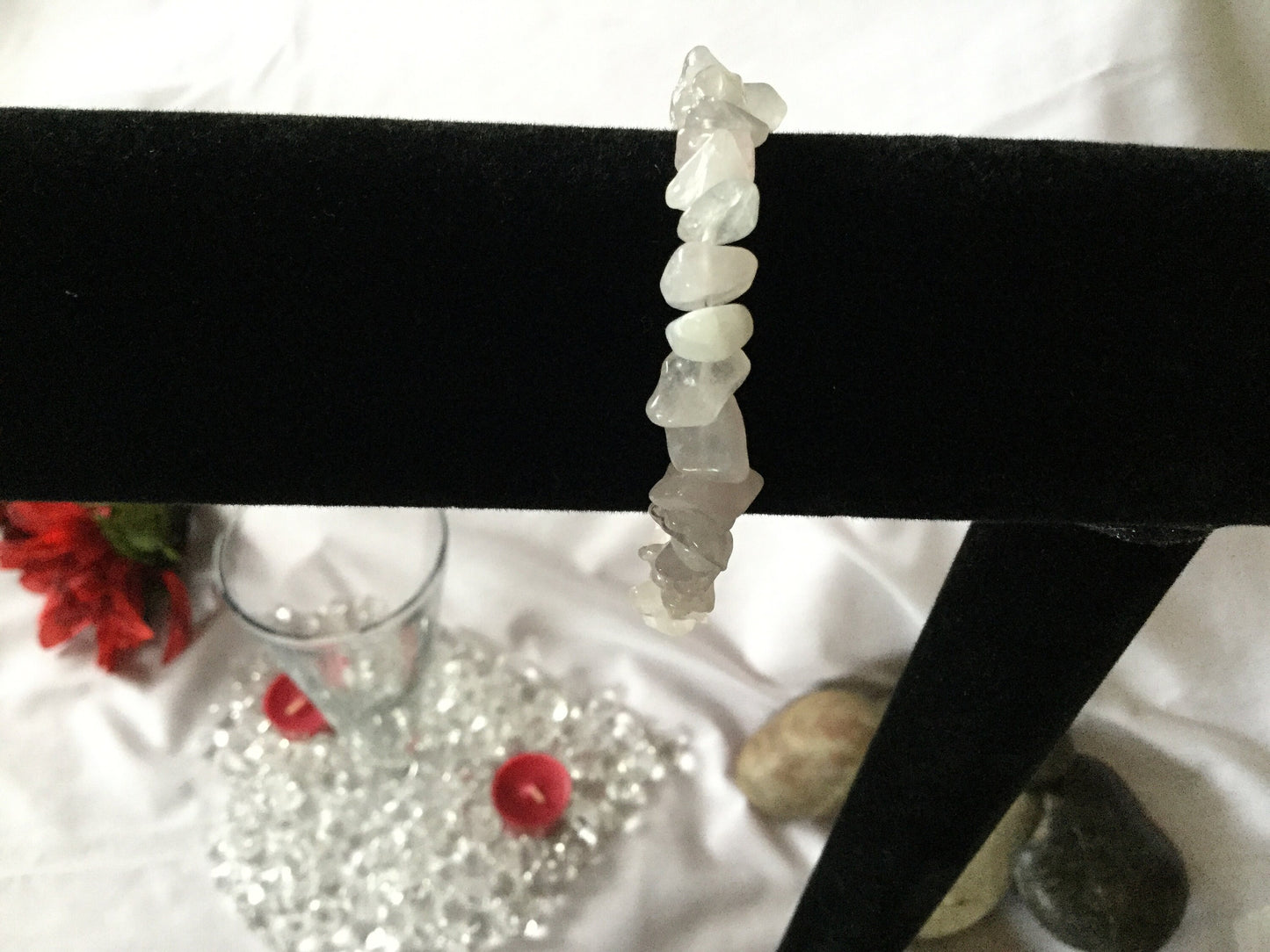 Rose Quartz Chipped Stones, Healing Bracelet.