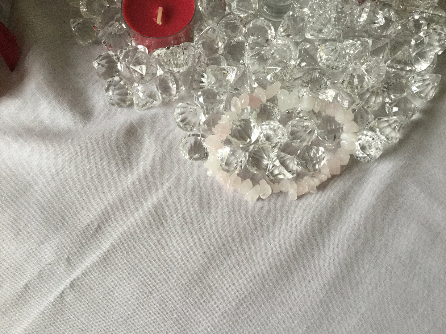 Rose Quartz Chipped Stones, Healing Bracelet.