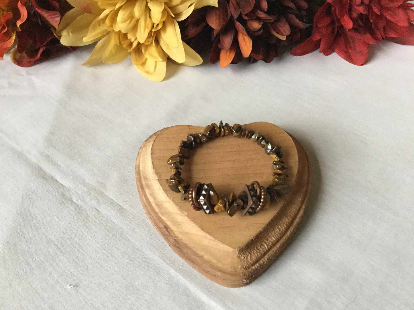 Tiger Eye w/Plated Copper Rings, Healing Bracelet.