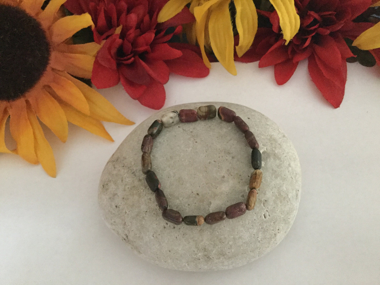 Jasper Red Line Stone, Healing Bracelet.