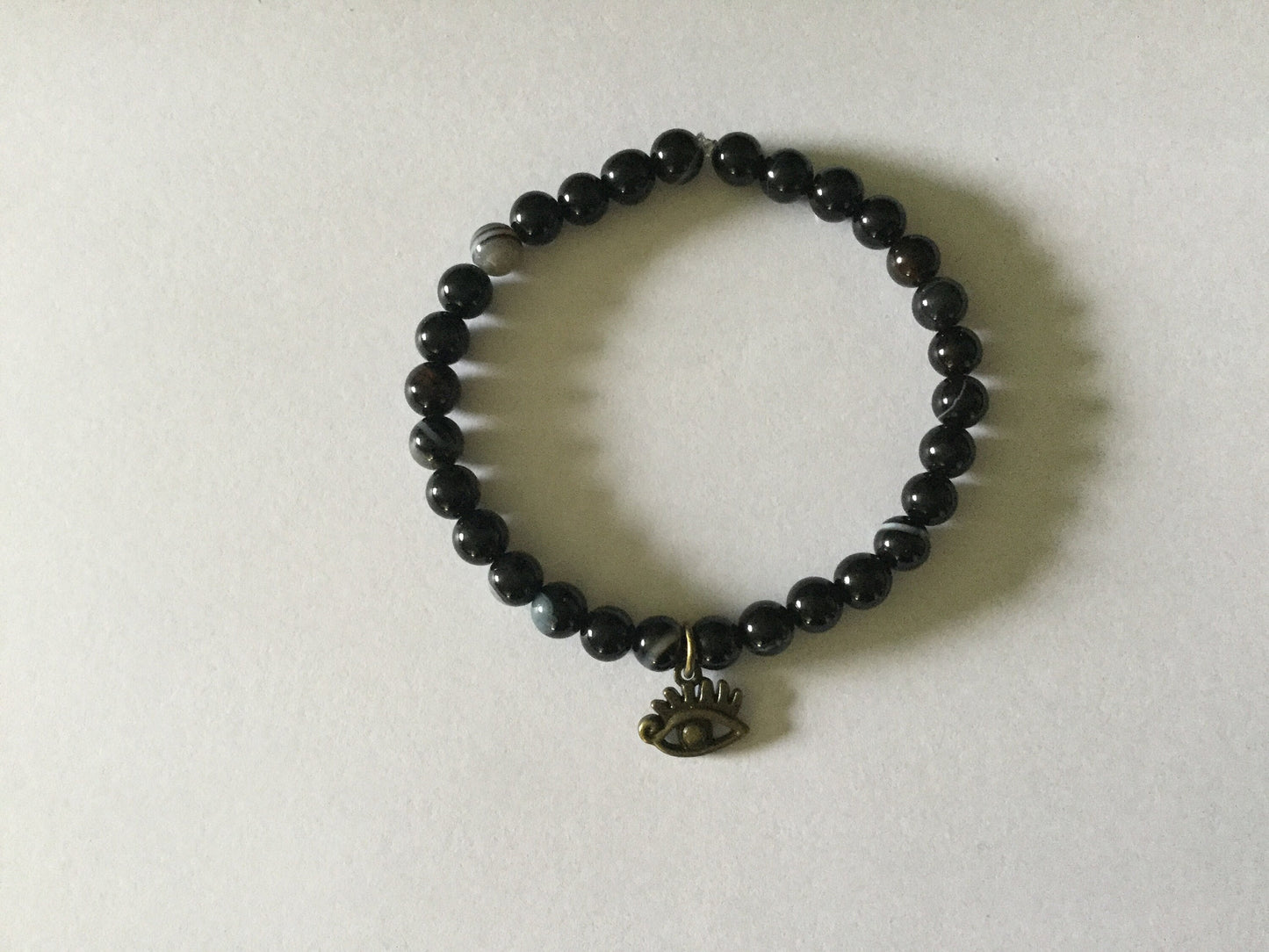 Agate, Black Banded w/Evil Eye, Healing Bracelet.