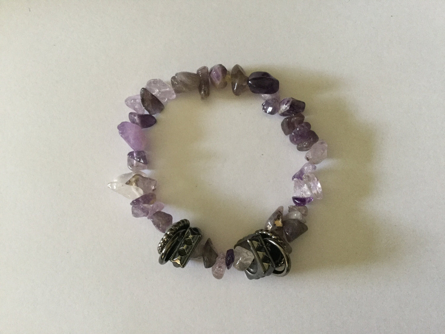 Amethyst Chipped Stones w/Silver Plated Rings, Healing Bracelet.