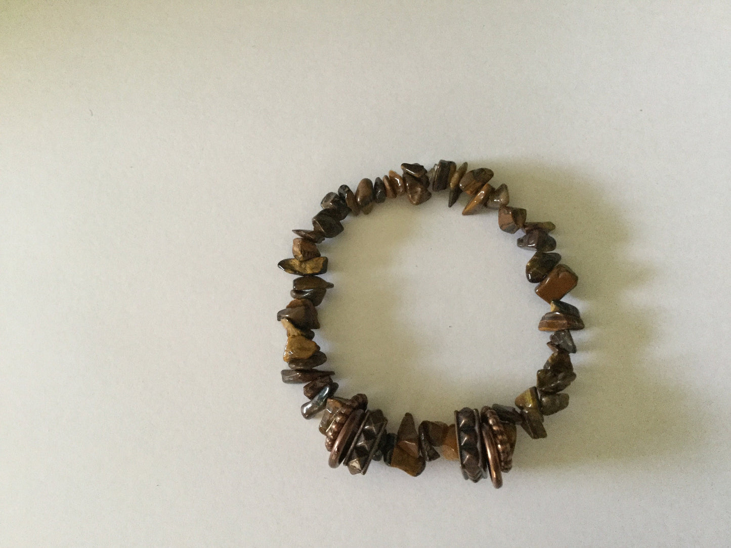 Tiger Eye w/Plated Copper Rings, Healing Bracelet.